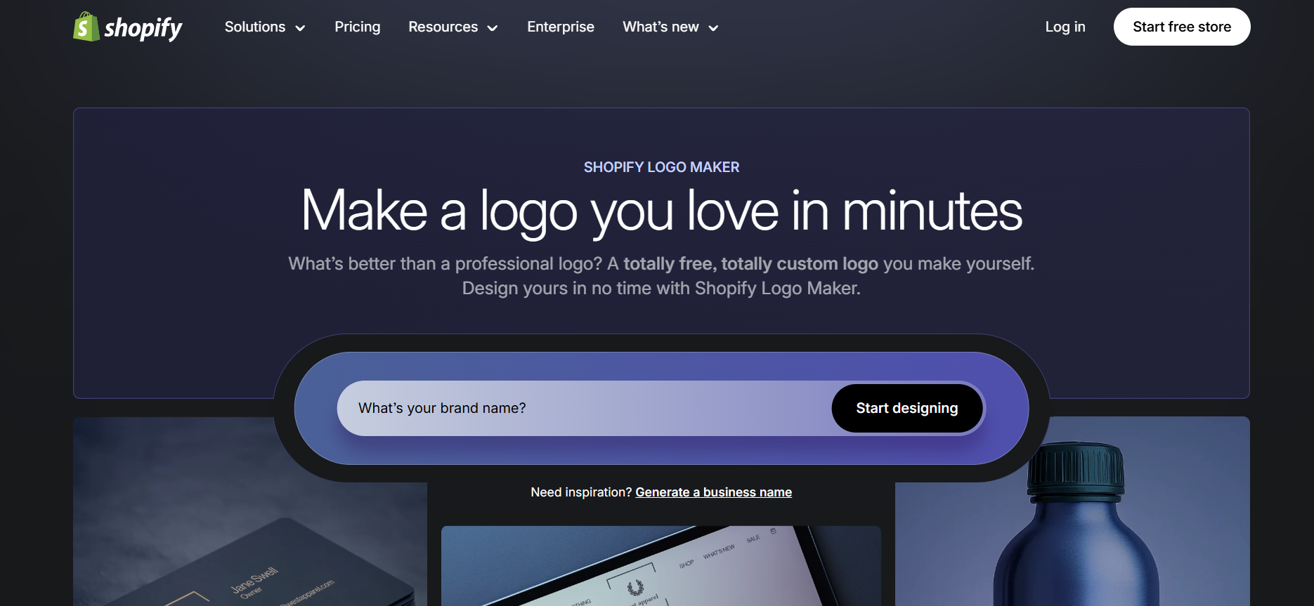 Shopify Hatchful’s homepage