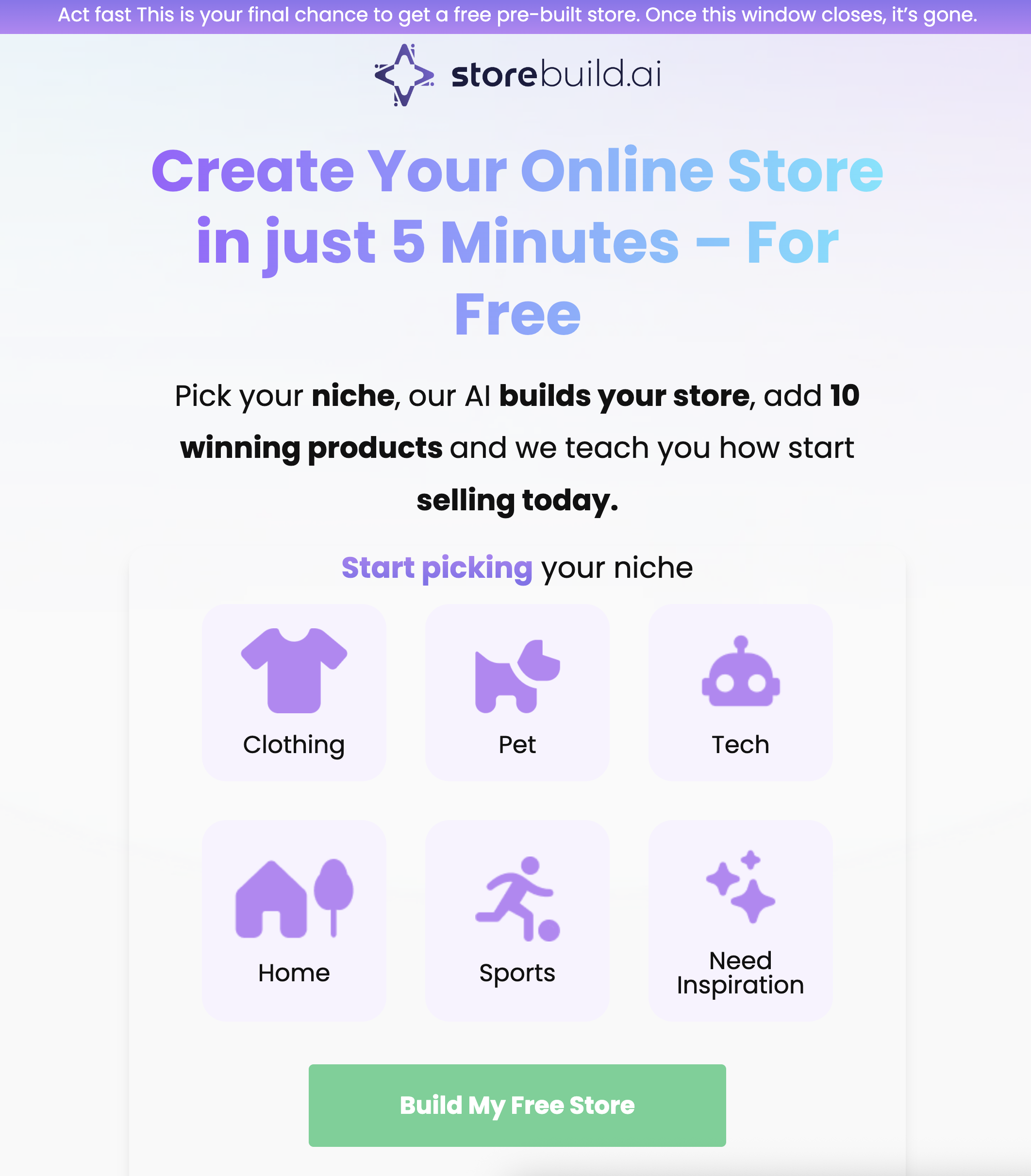 Storebuild.ai by Zendrop Homepage