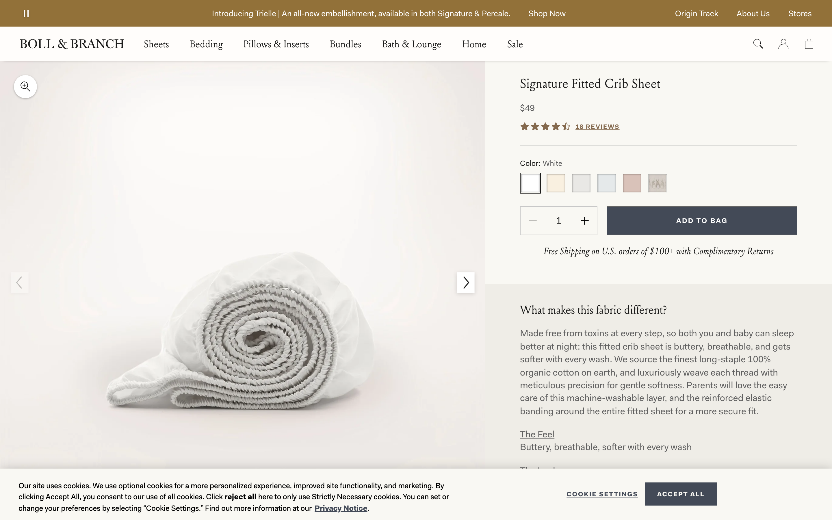 3. Boll & Branch β Luxury organic bedding with personalization - Custom blanket product page on Shopify