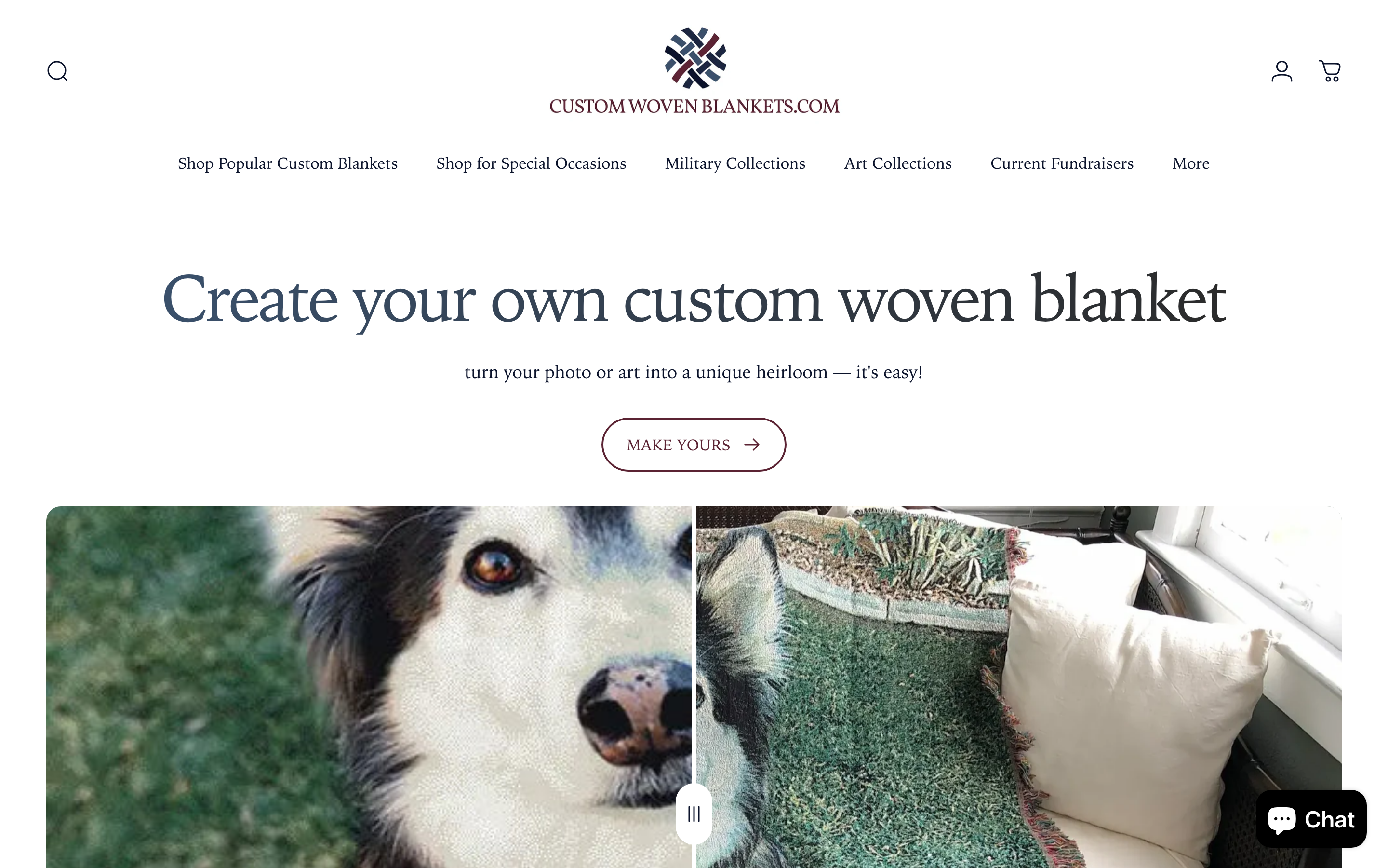 22. Custom Woven Blankets β American-made woven photo blankets - Custom blanket product page on Shopify