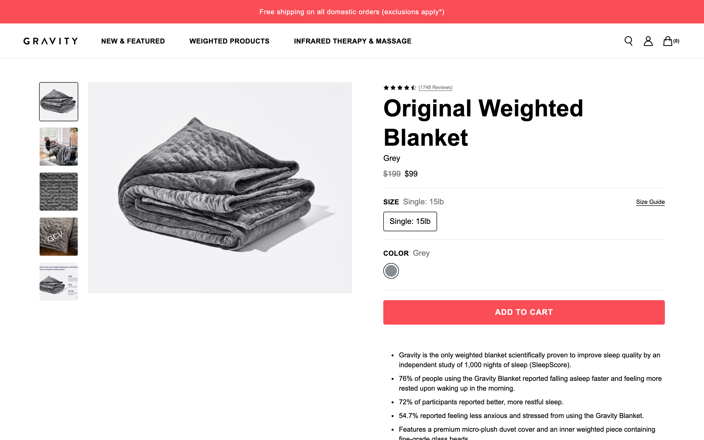 16. Gravity Blankets β The OG weighted blanket brand - Custom blanket product page on Shopify