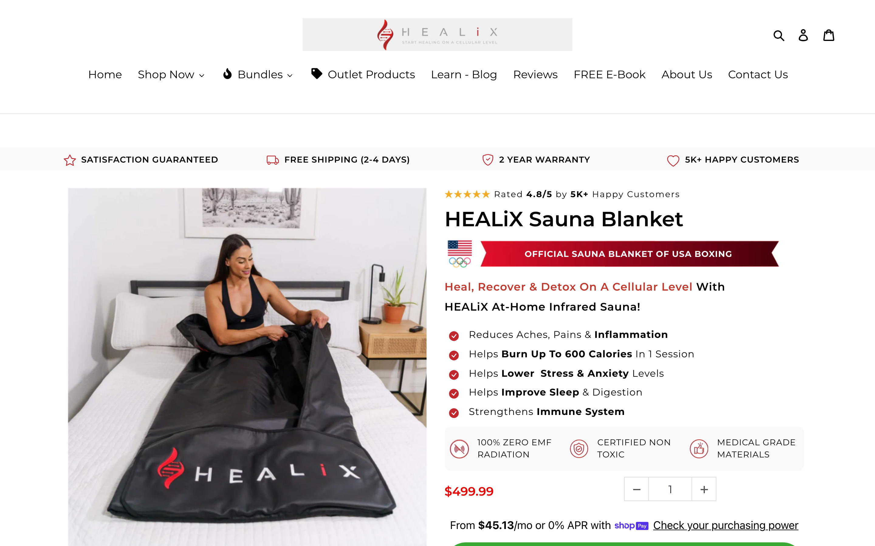 25. Healix Infrared β Therapeutic infrared blankets - Custom blanket product page on Shopify