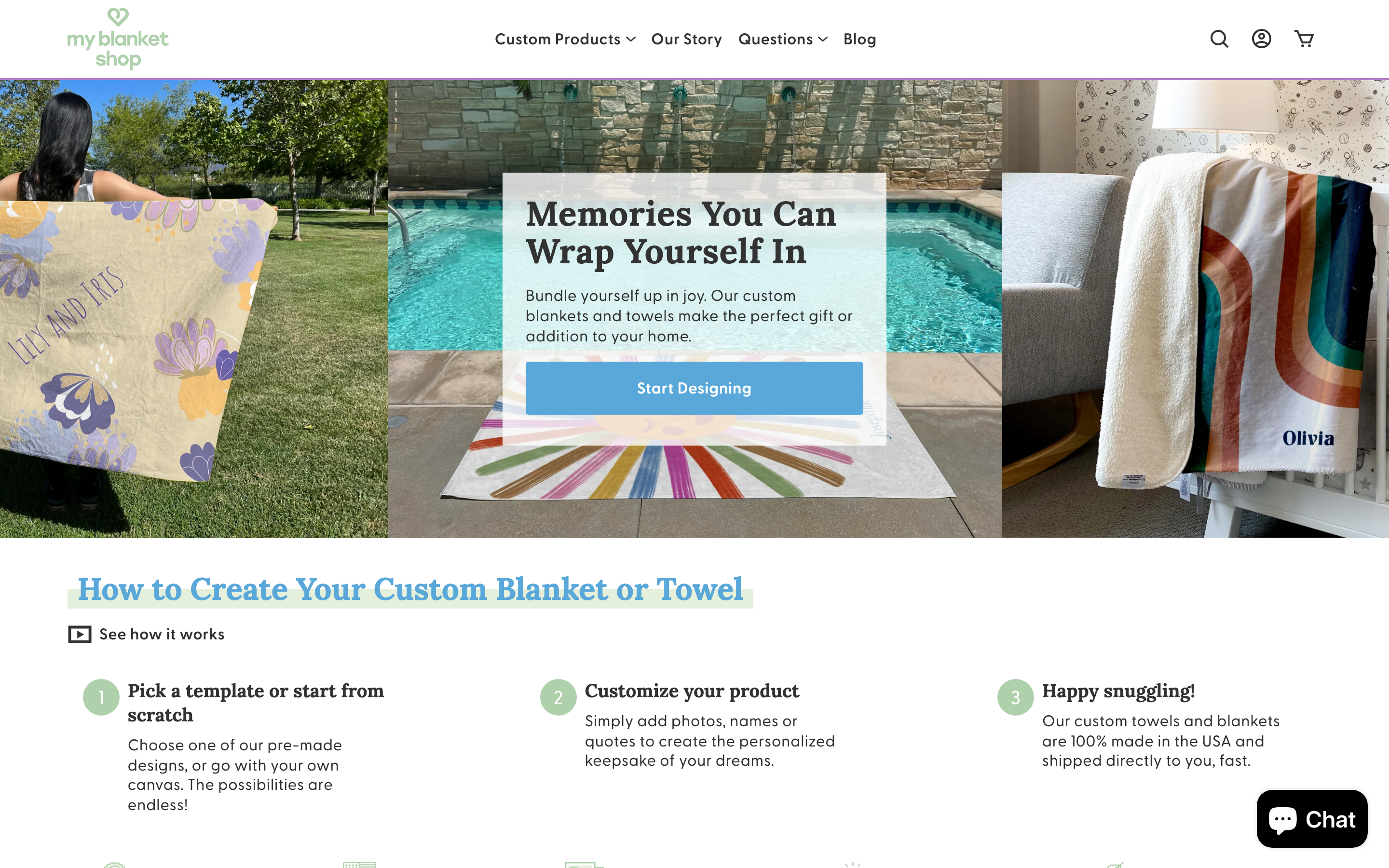 26. My Blanket Shop β Custom embroidered blankets - Custom blanket product page on Shopify