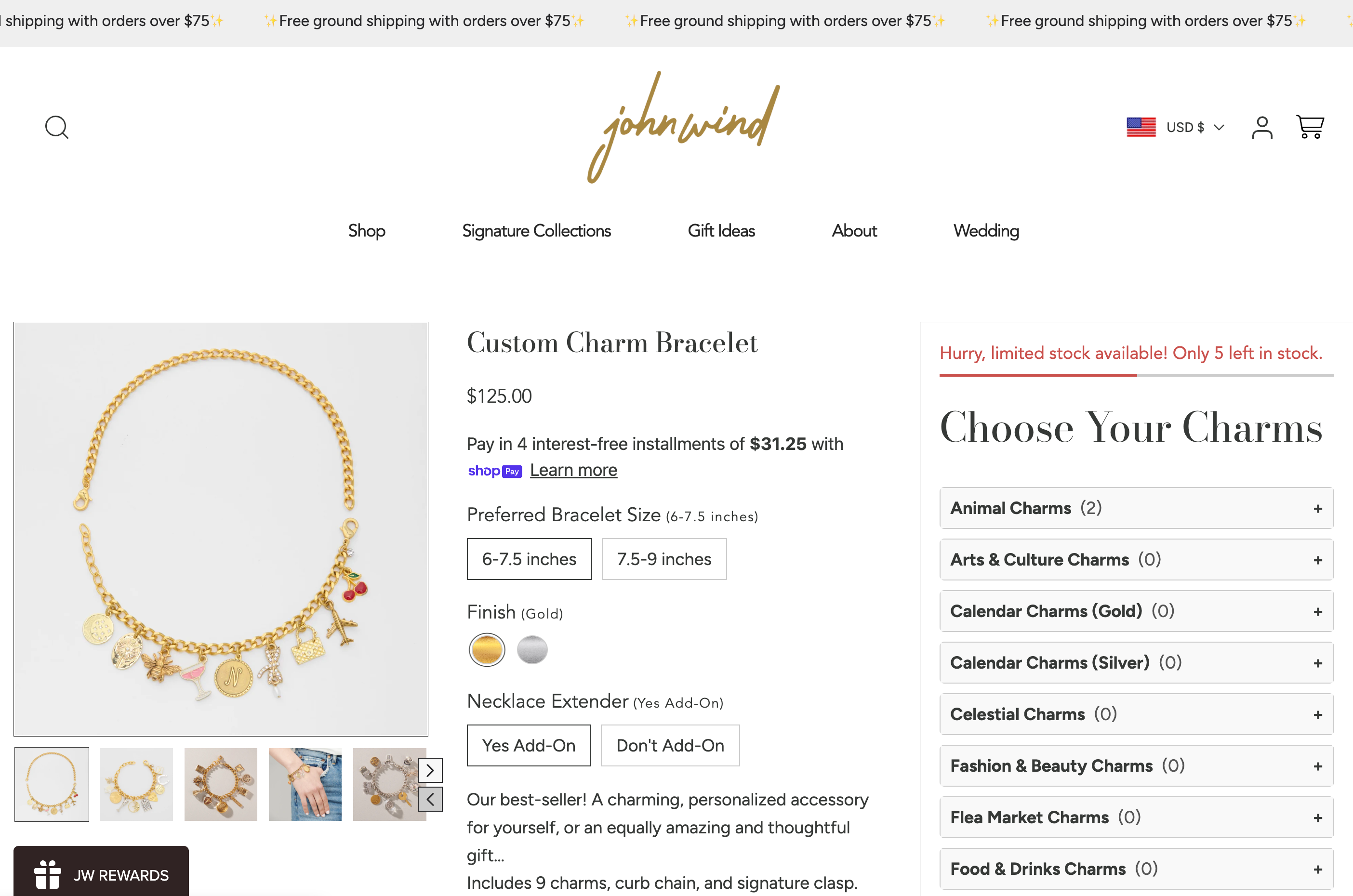 John Wind Jewelry custom charm bracelet builder