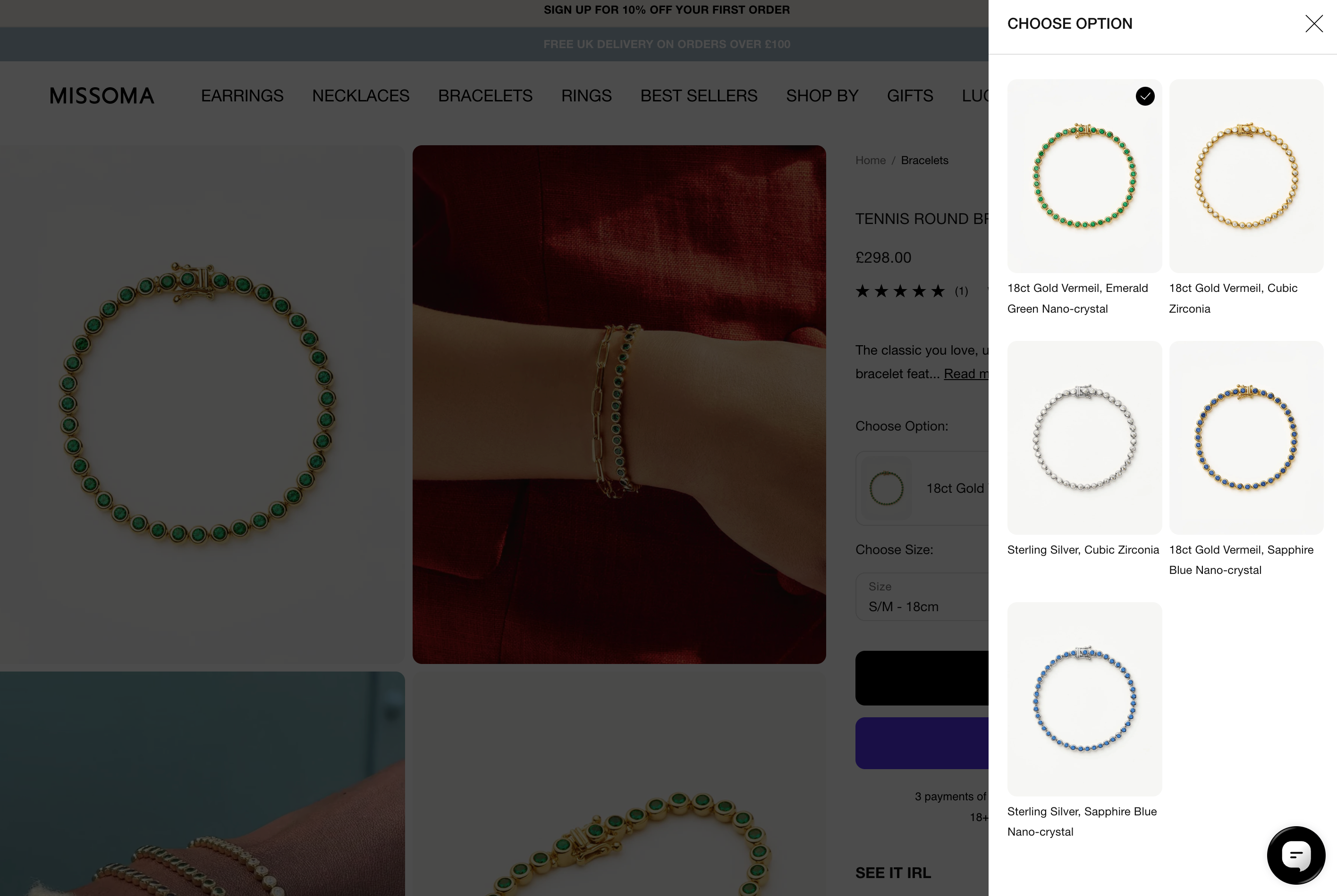 Missoma bracelet options