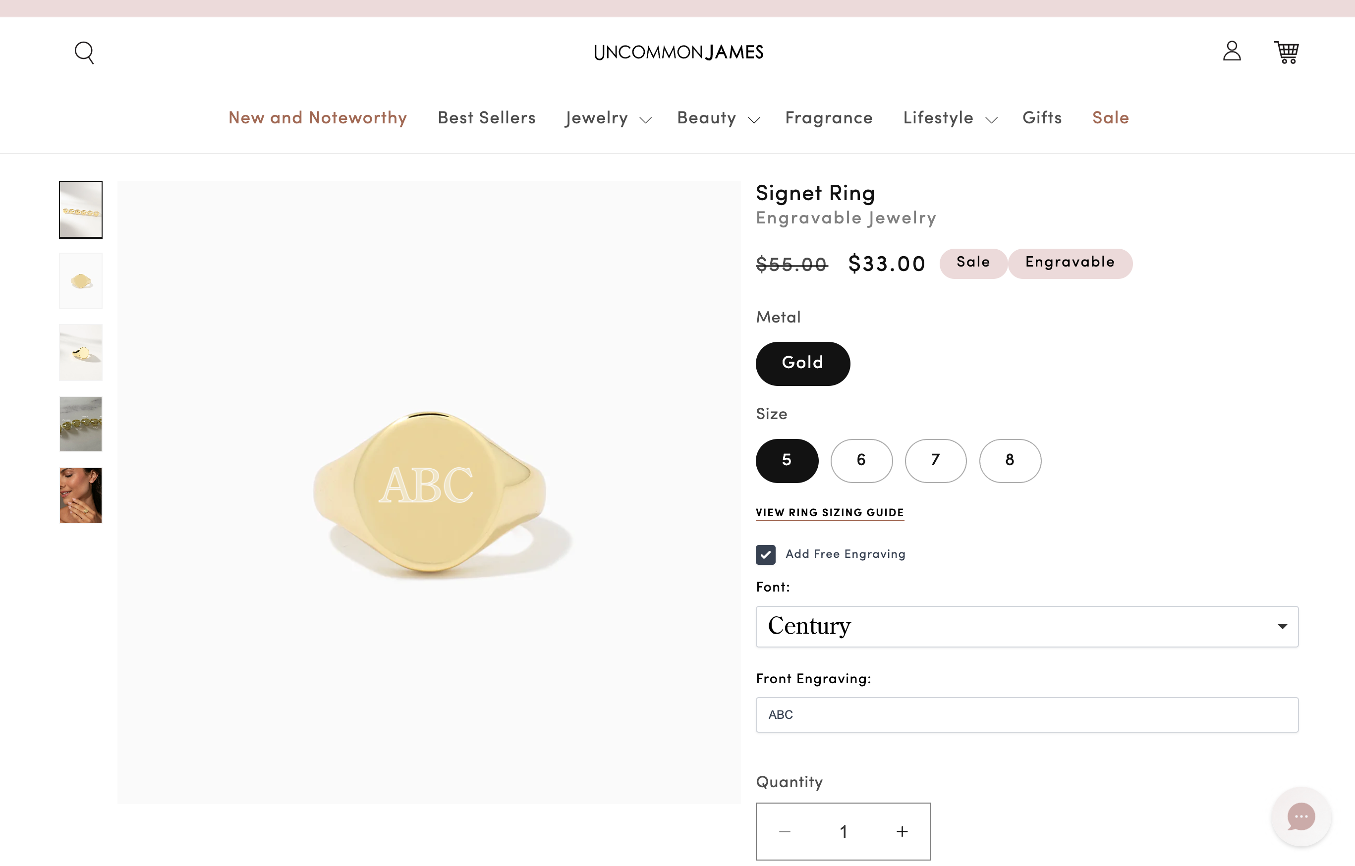 Uncommon James custom signet ring with live preview
