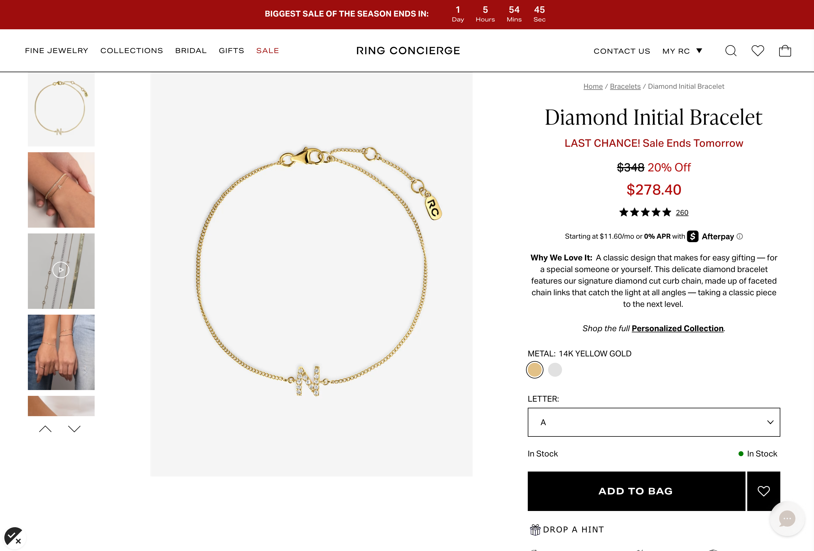 Ring Concierge personalized fine bracelet PDP