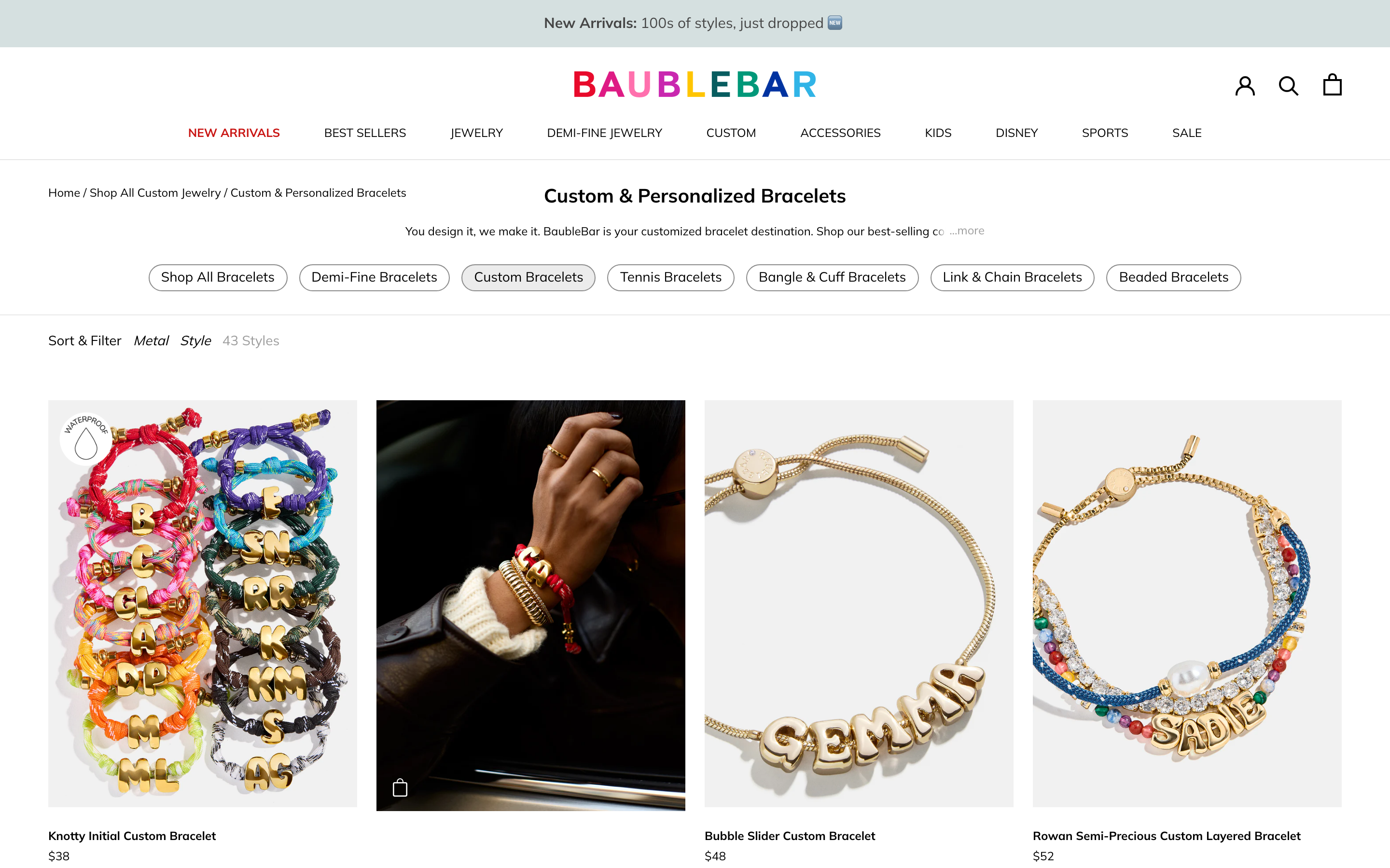 BaubleBar custom collection page