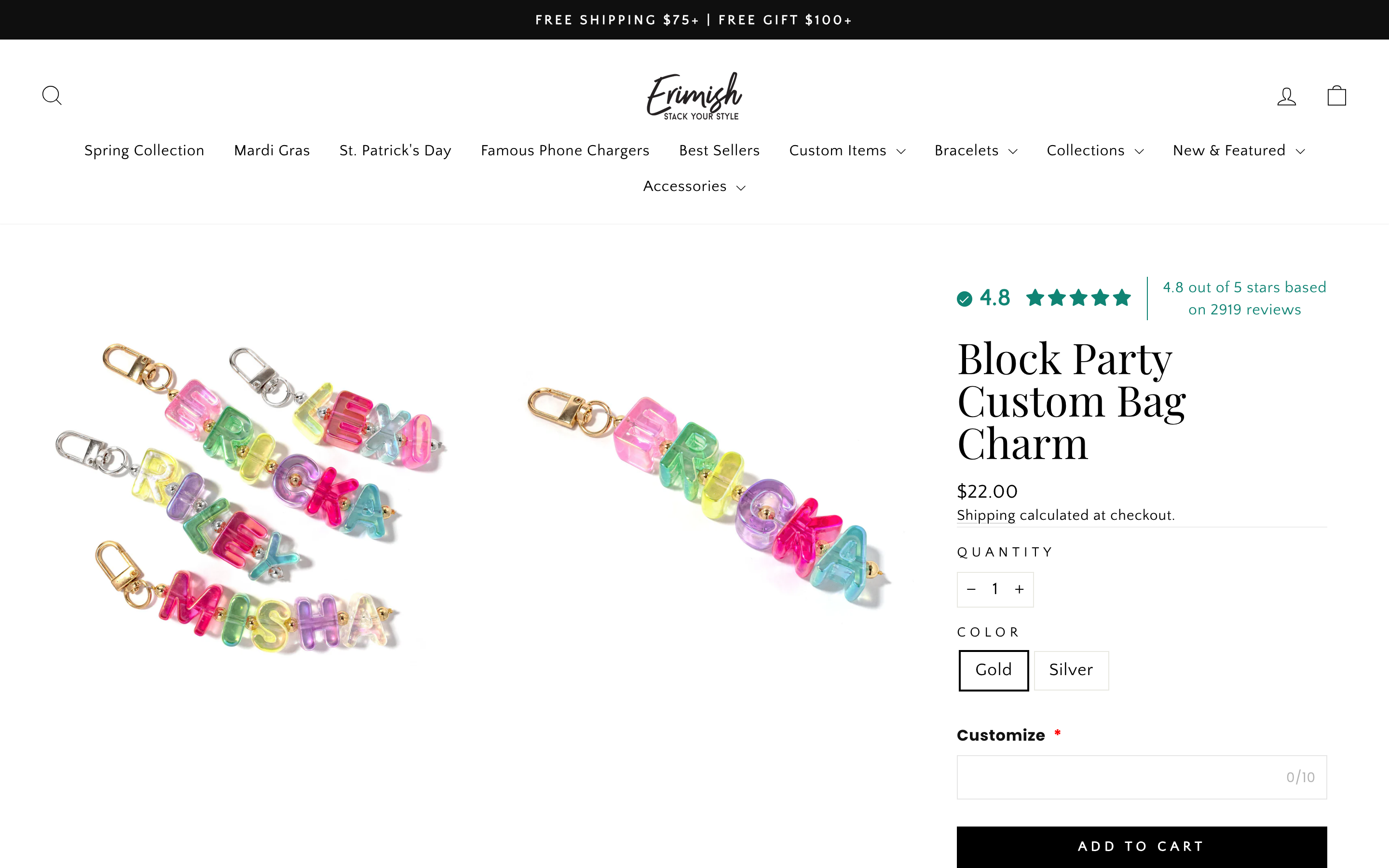 Erimish custom name beaded bracelet options
