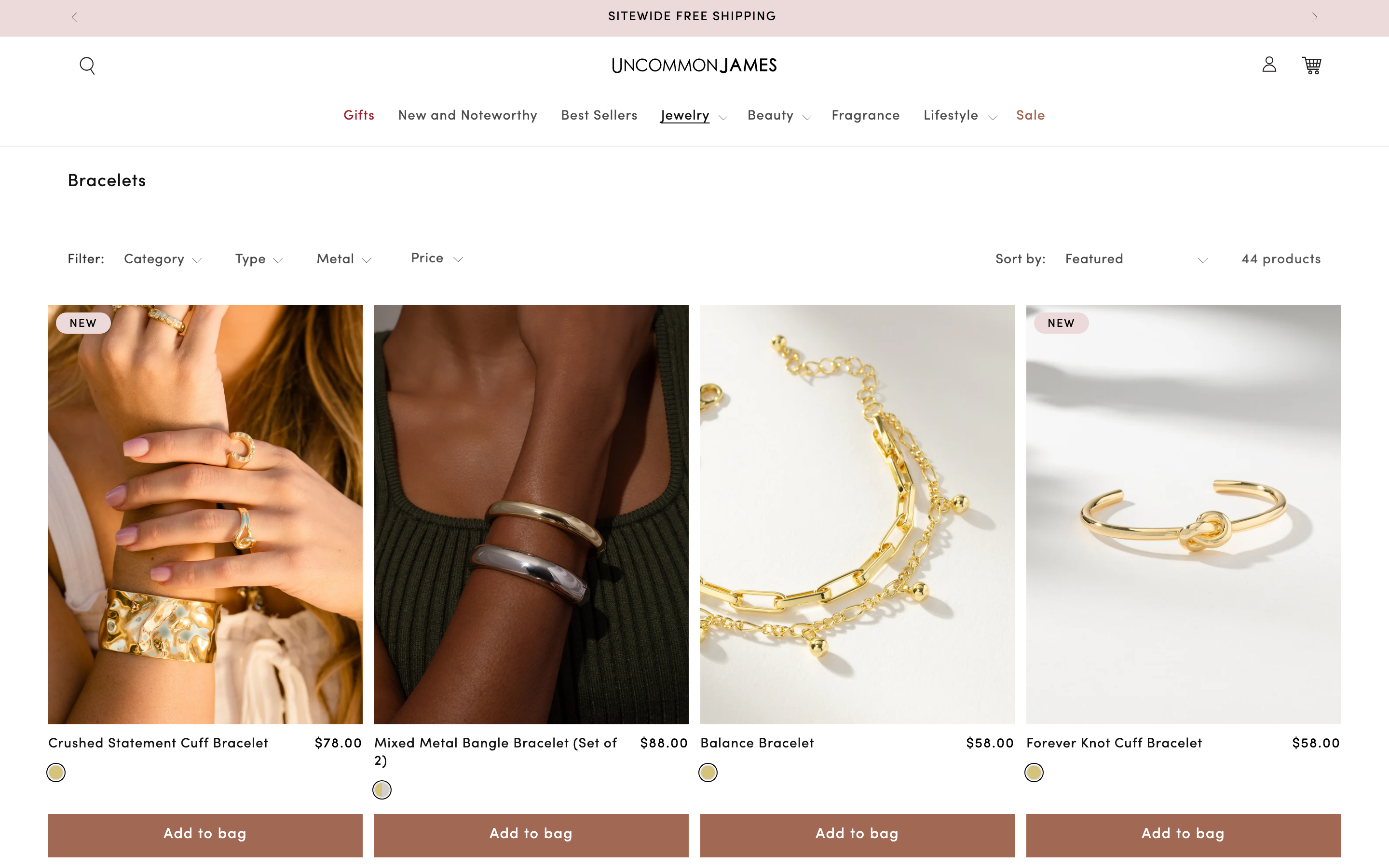 Uncommon James bracelet collection page