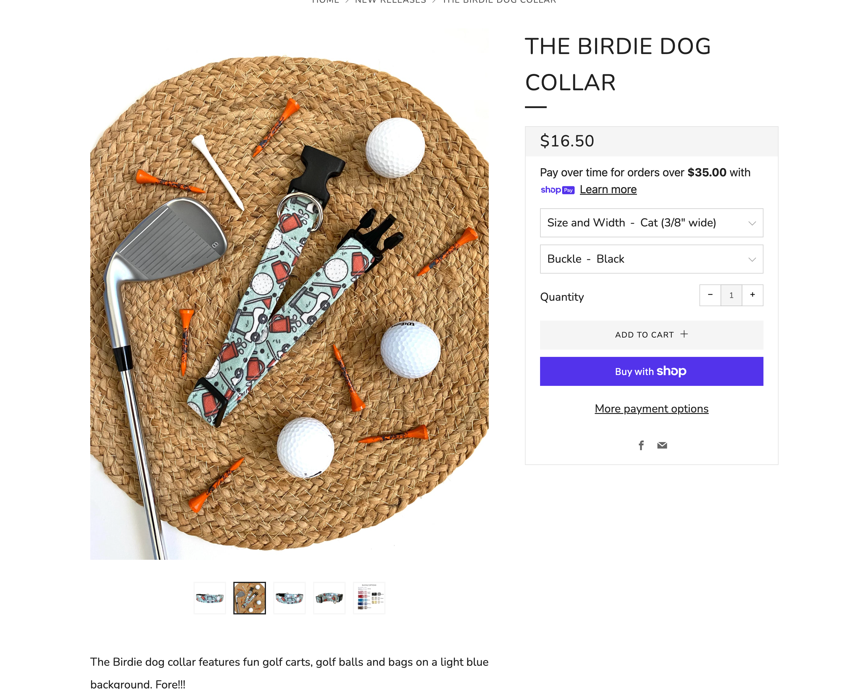 Collars by Design product page showing custom dog collars in unique styles and patterns