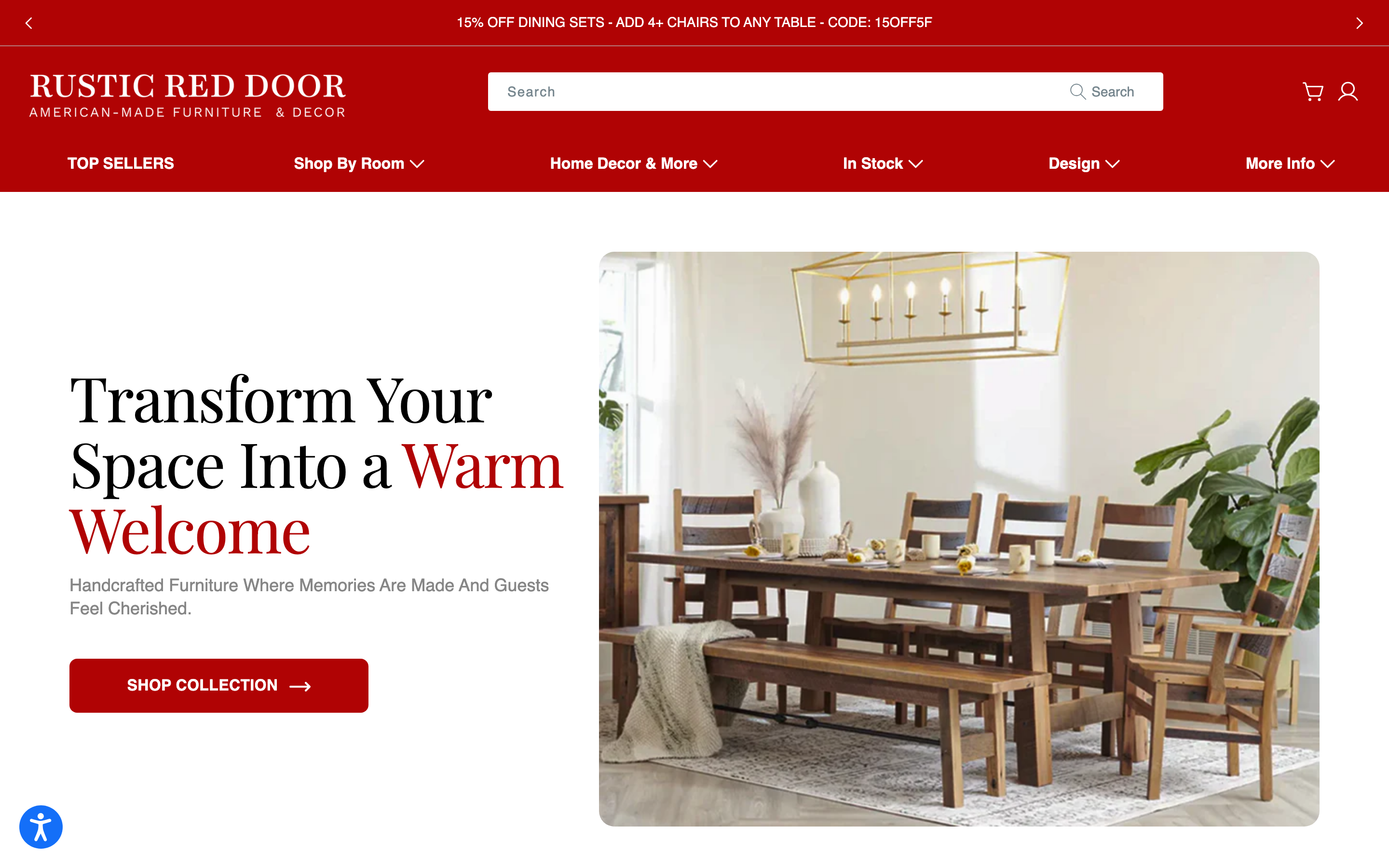Furniture rusticreddoor.com homepage screenshot