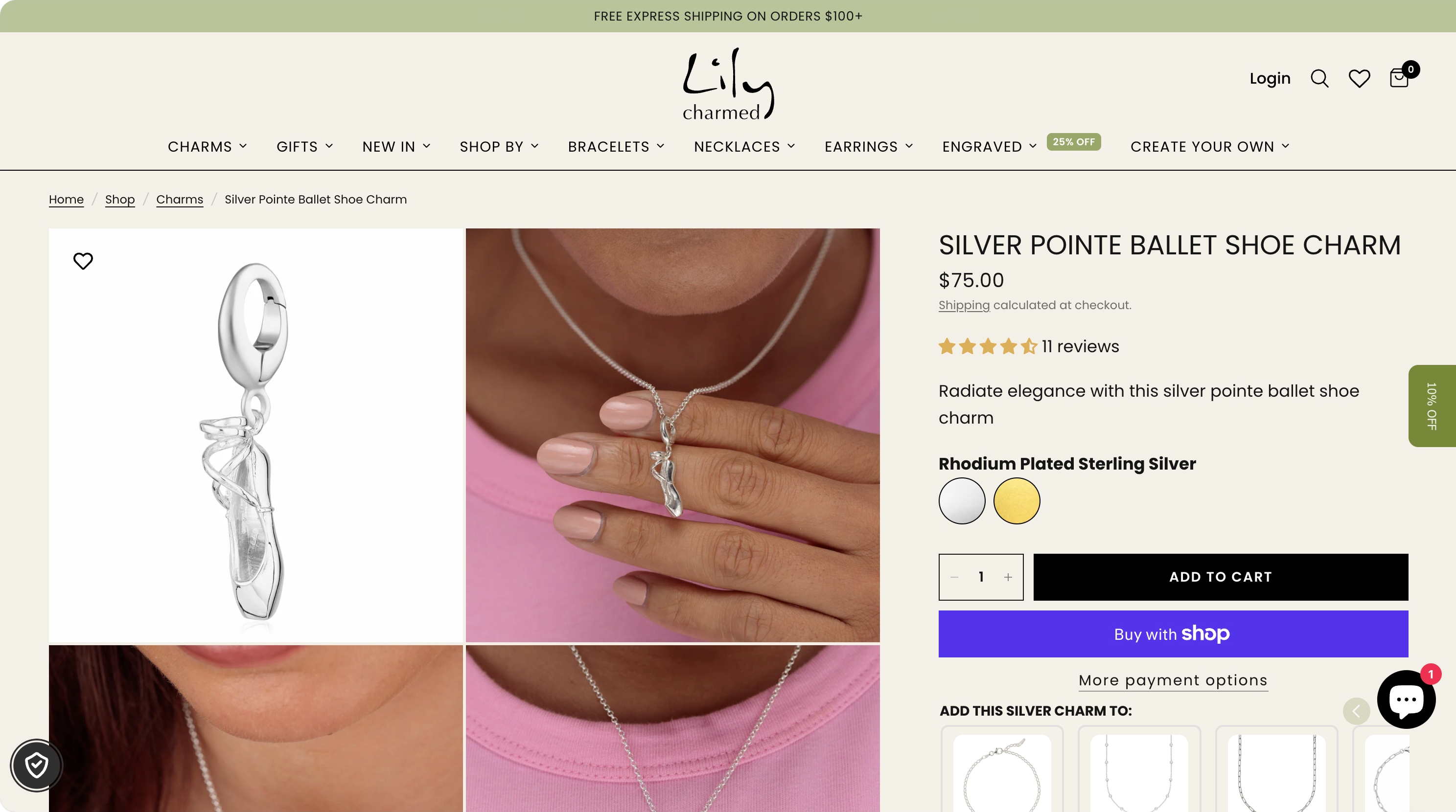 19. Lily Charmed β Personalized charm jewelry with recycled silver - Custom necklace product page on Shopify