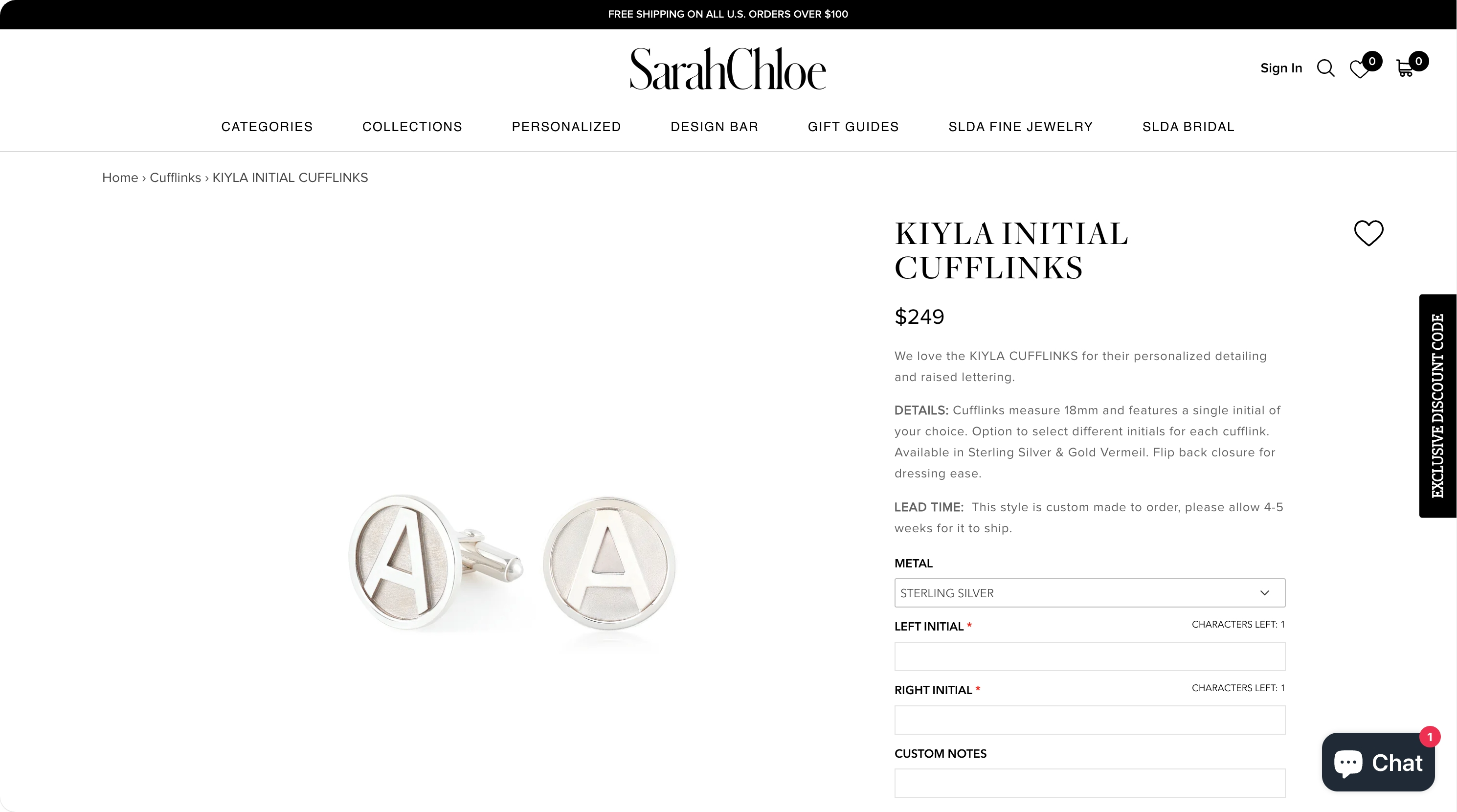 21. Sarah Chloe β Personalized fine jewelry with celebrity connections - Custom necklace product page on Shopify