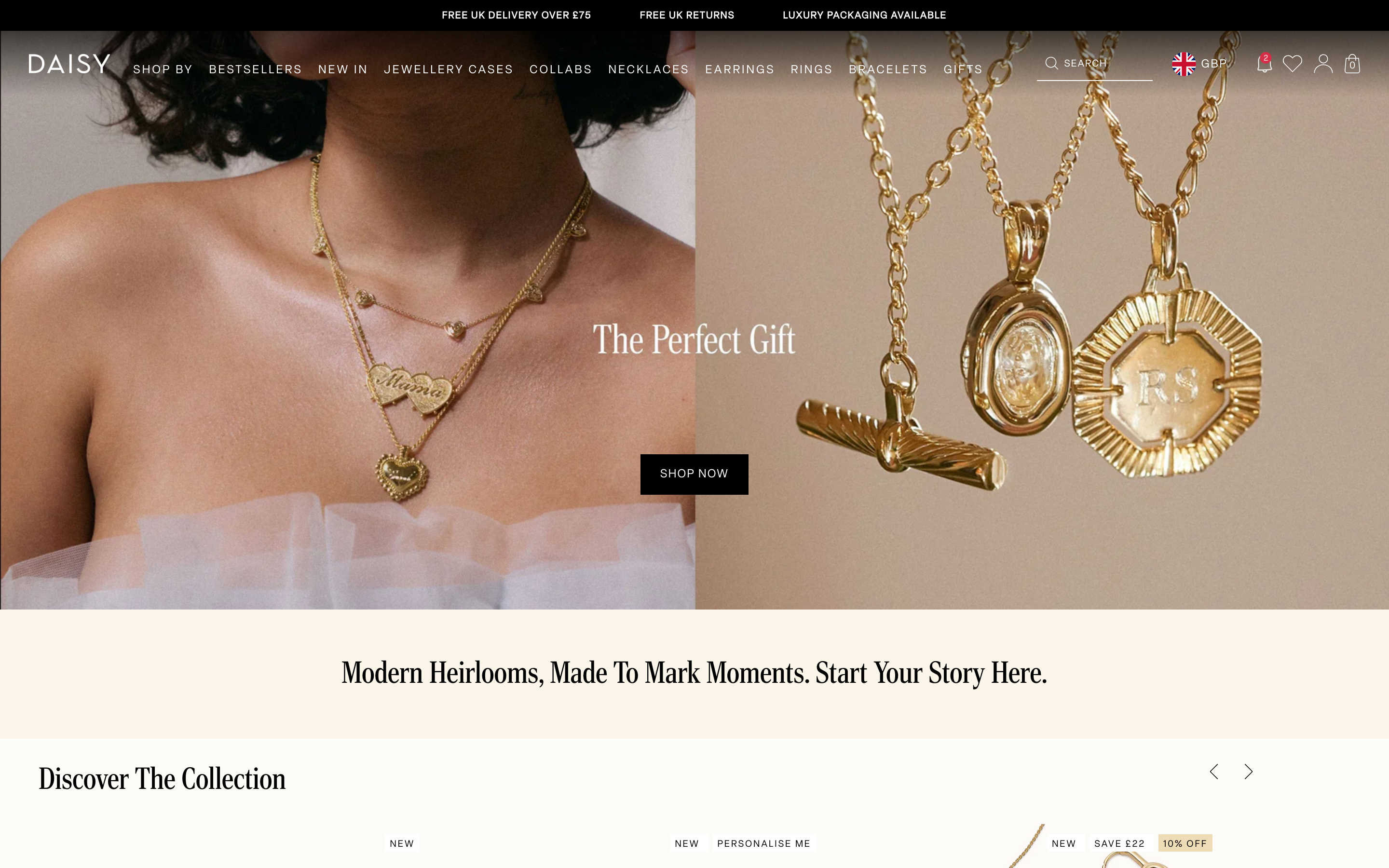 Daisy Jewellery homepage