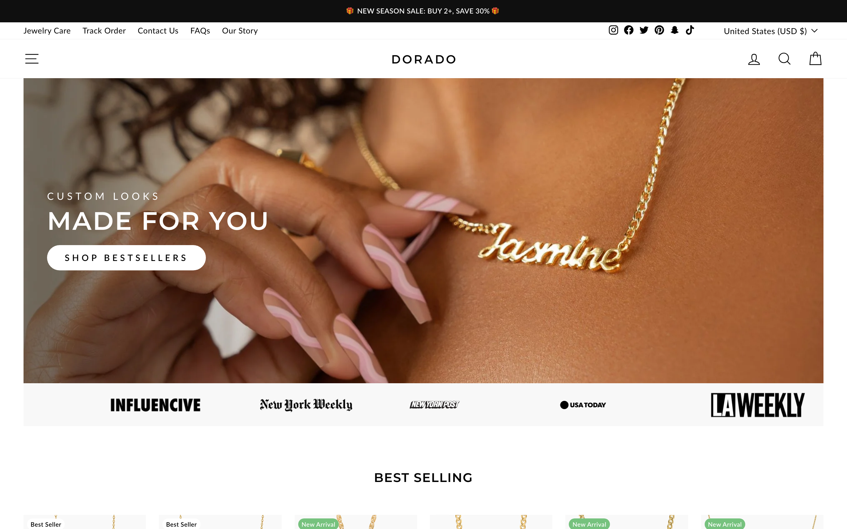 Dorado custom name necklace homepage