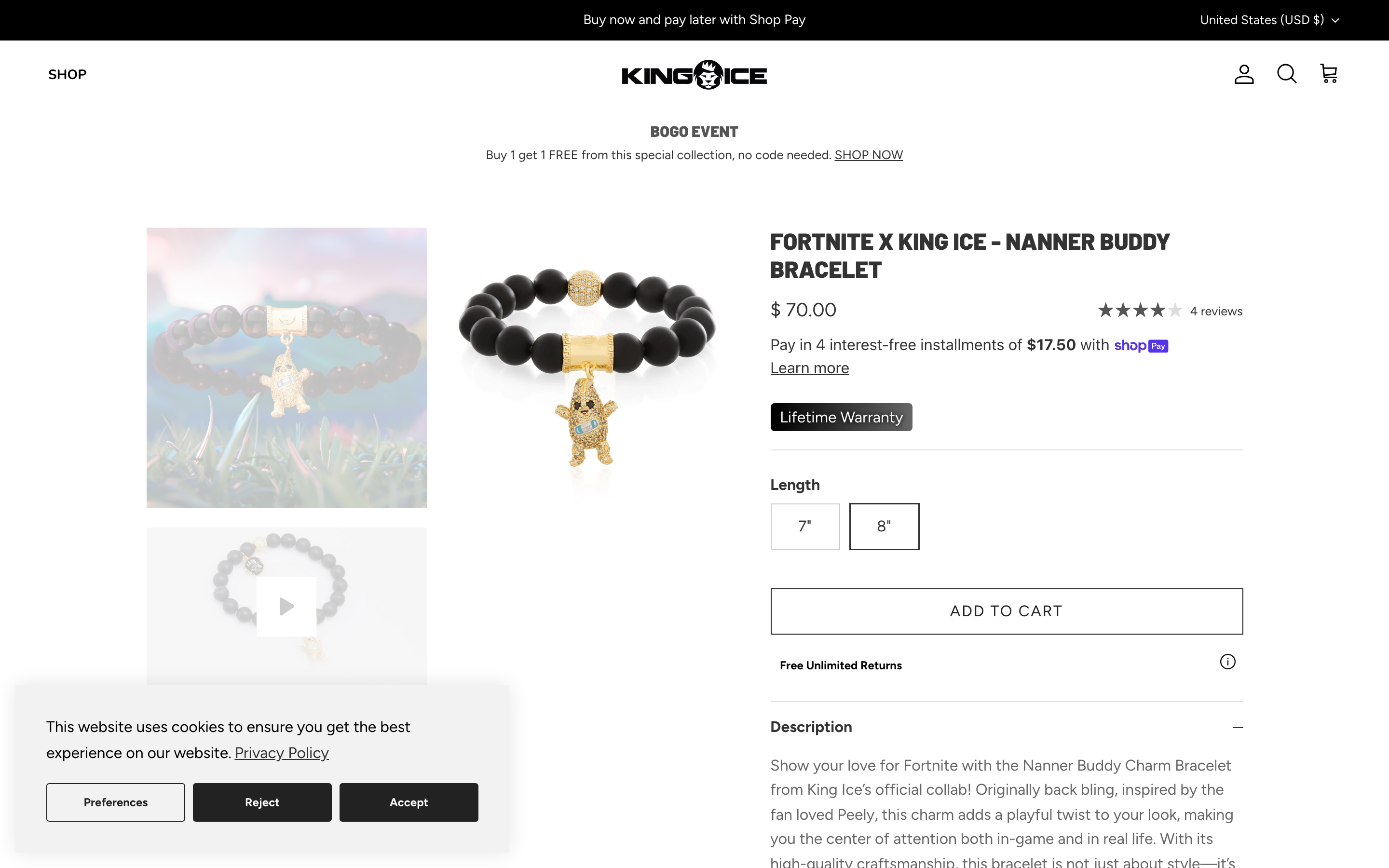 King Ice homepage featuring custom hip-hop jewelry