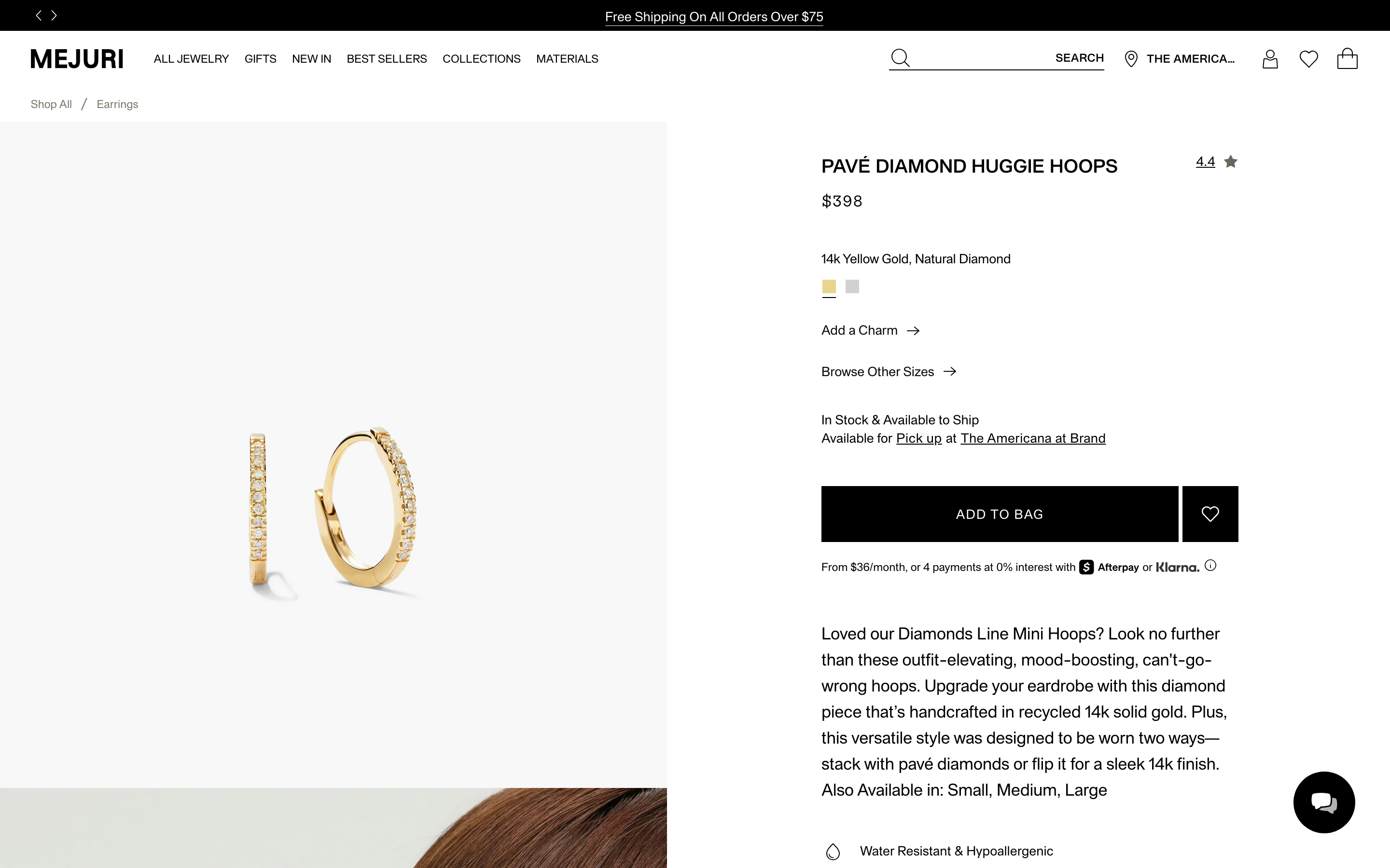 Mejuri personalized necklace product page
