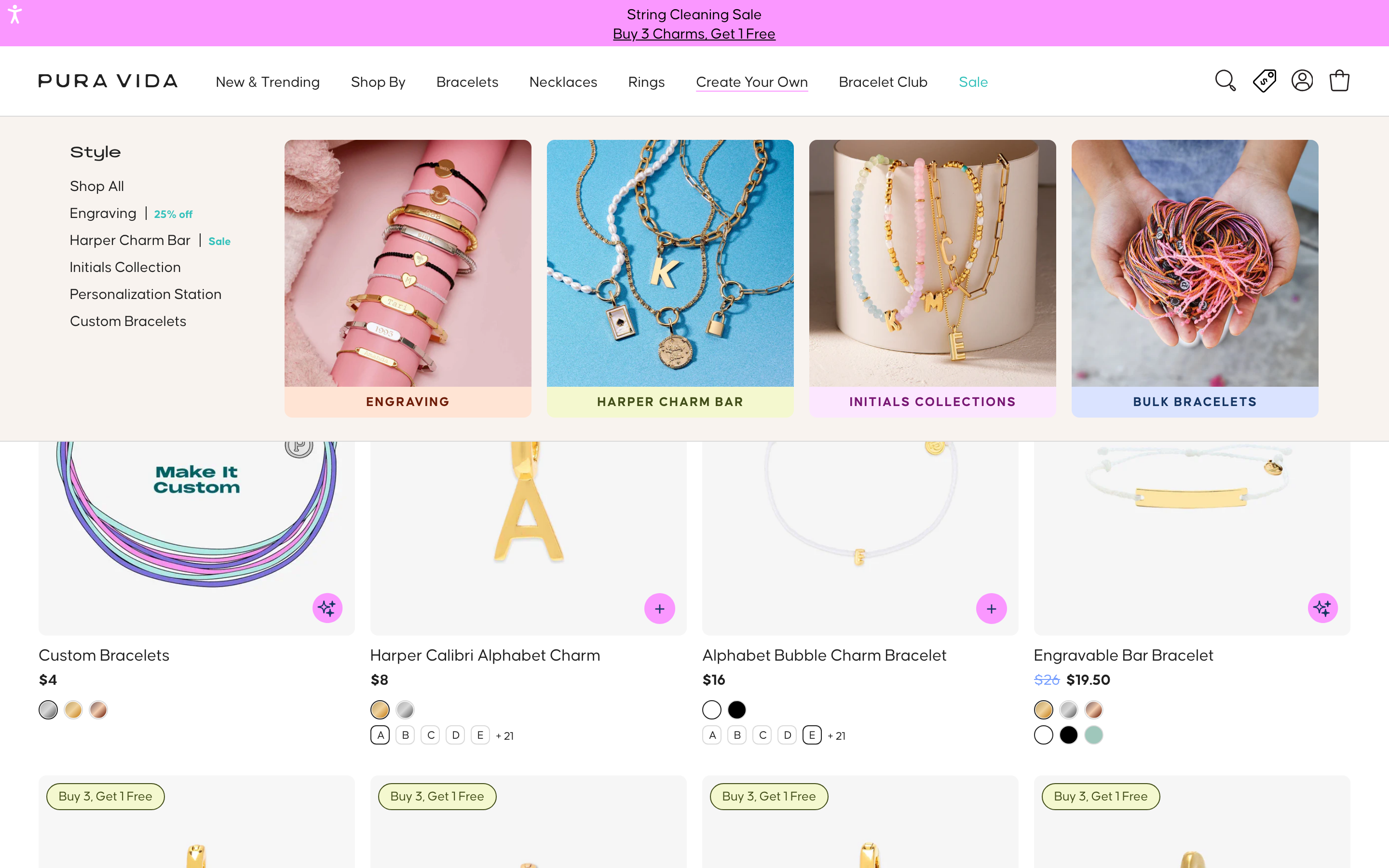 Pura Vida custom charm necklace builder