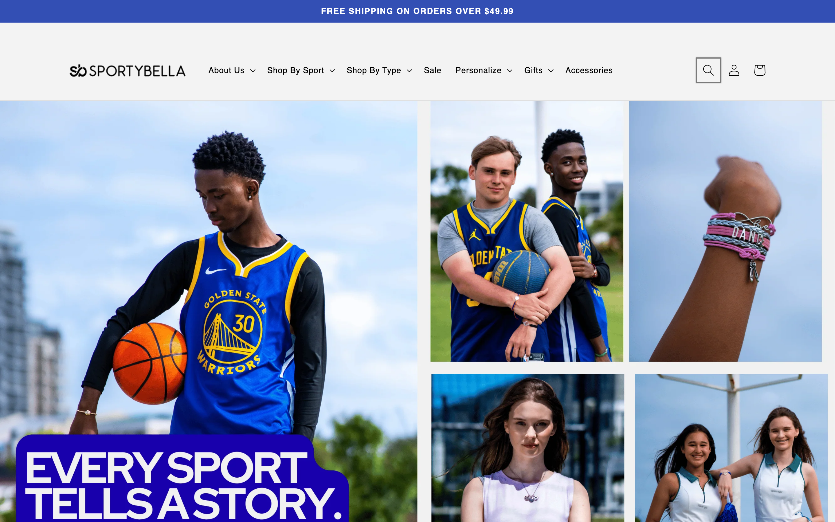 Sporty Bella sports jewelry homepage