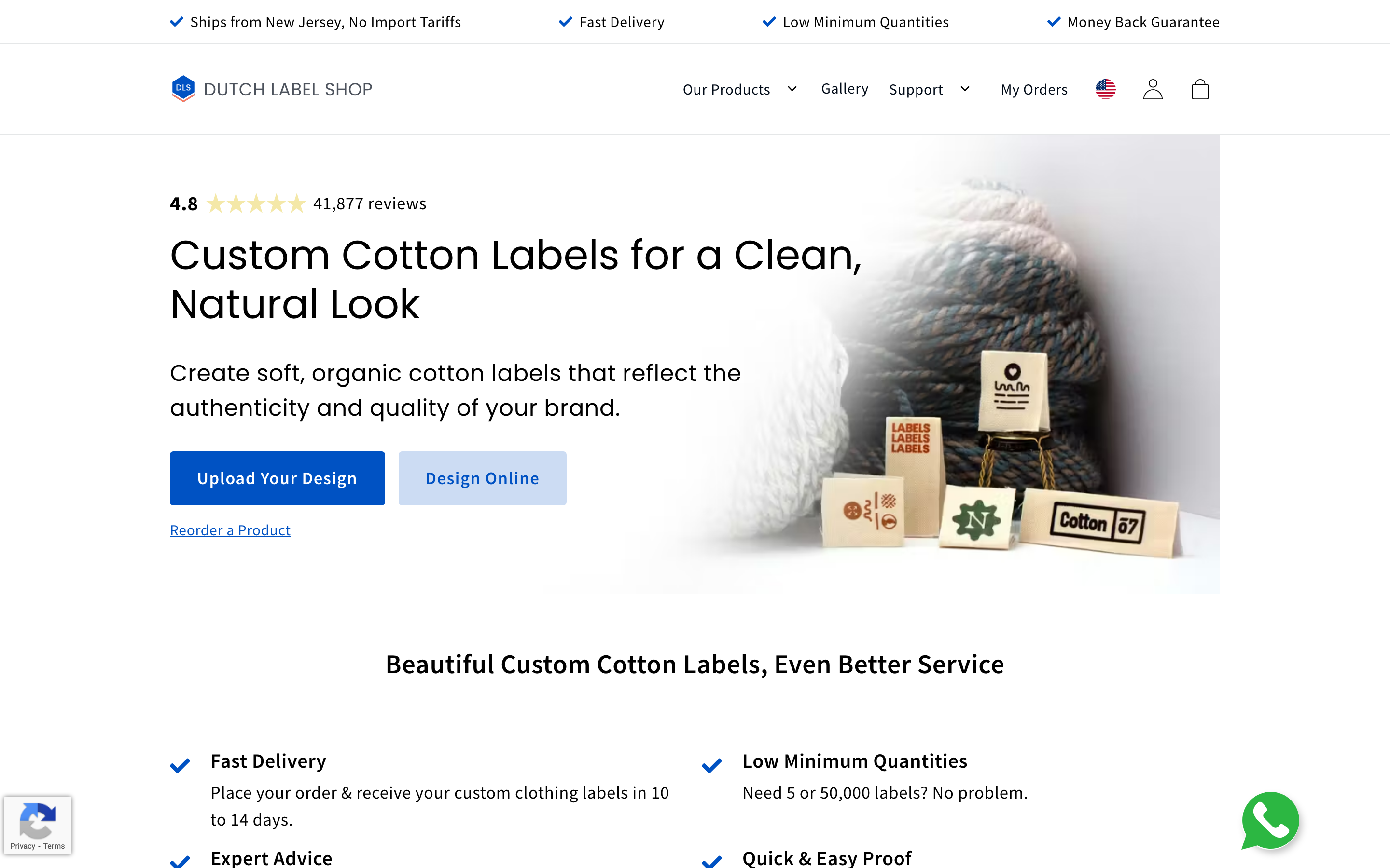 Dutch Label Shop product page screenshot showing custom patch offerings