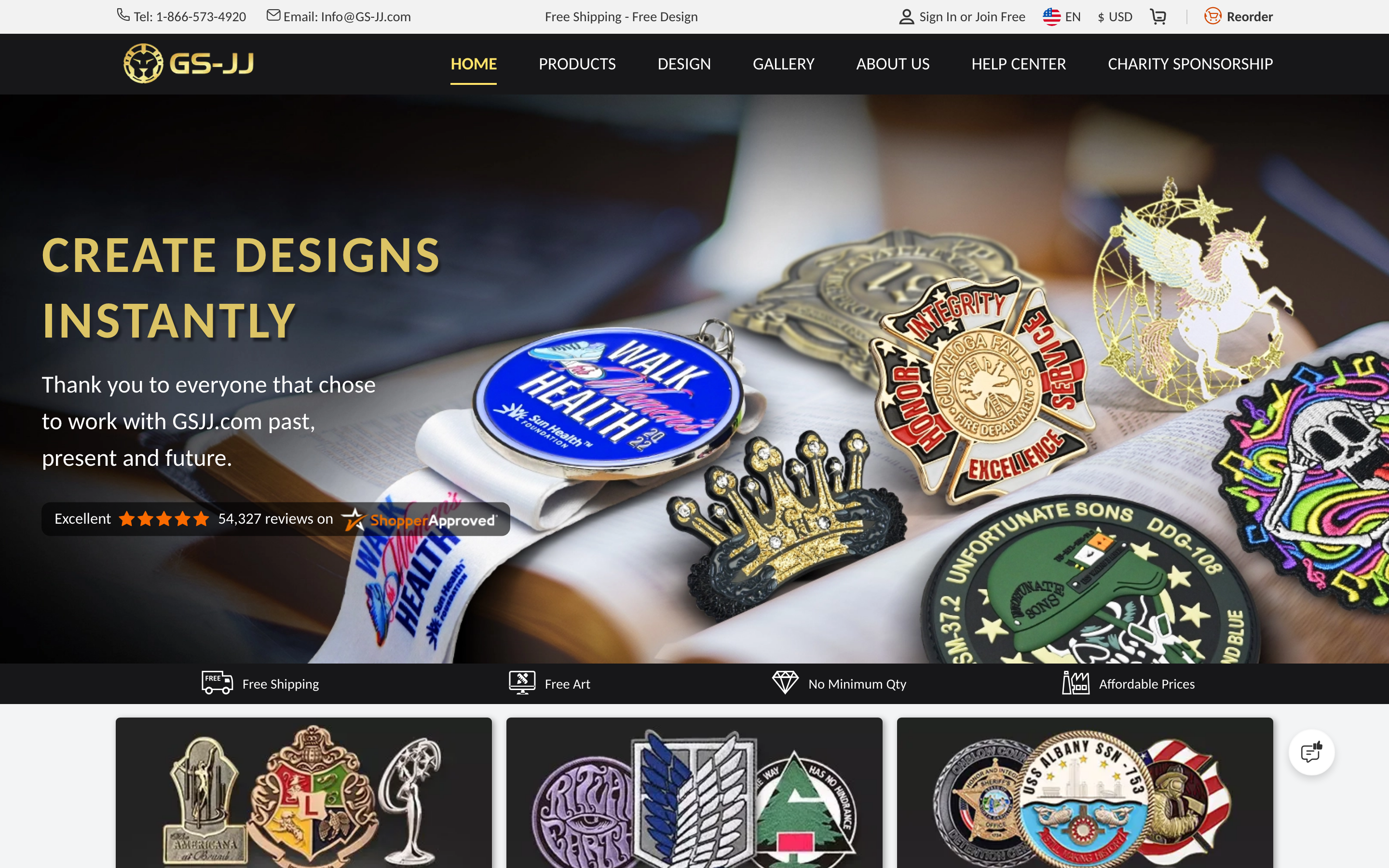 Gs Jj homepage screenshot showing custom patch offerings