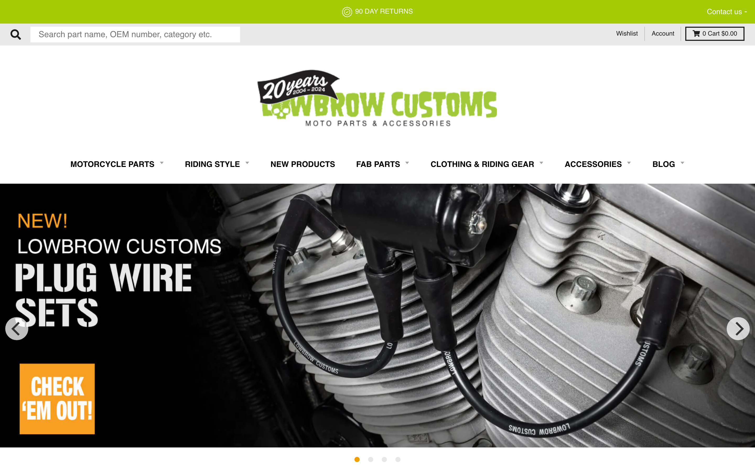 Lowbrow Customs homepage screenshot showing custom patch offerings