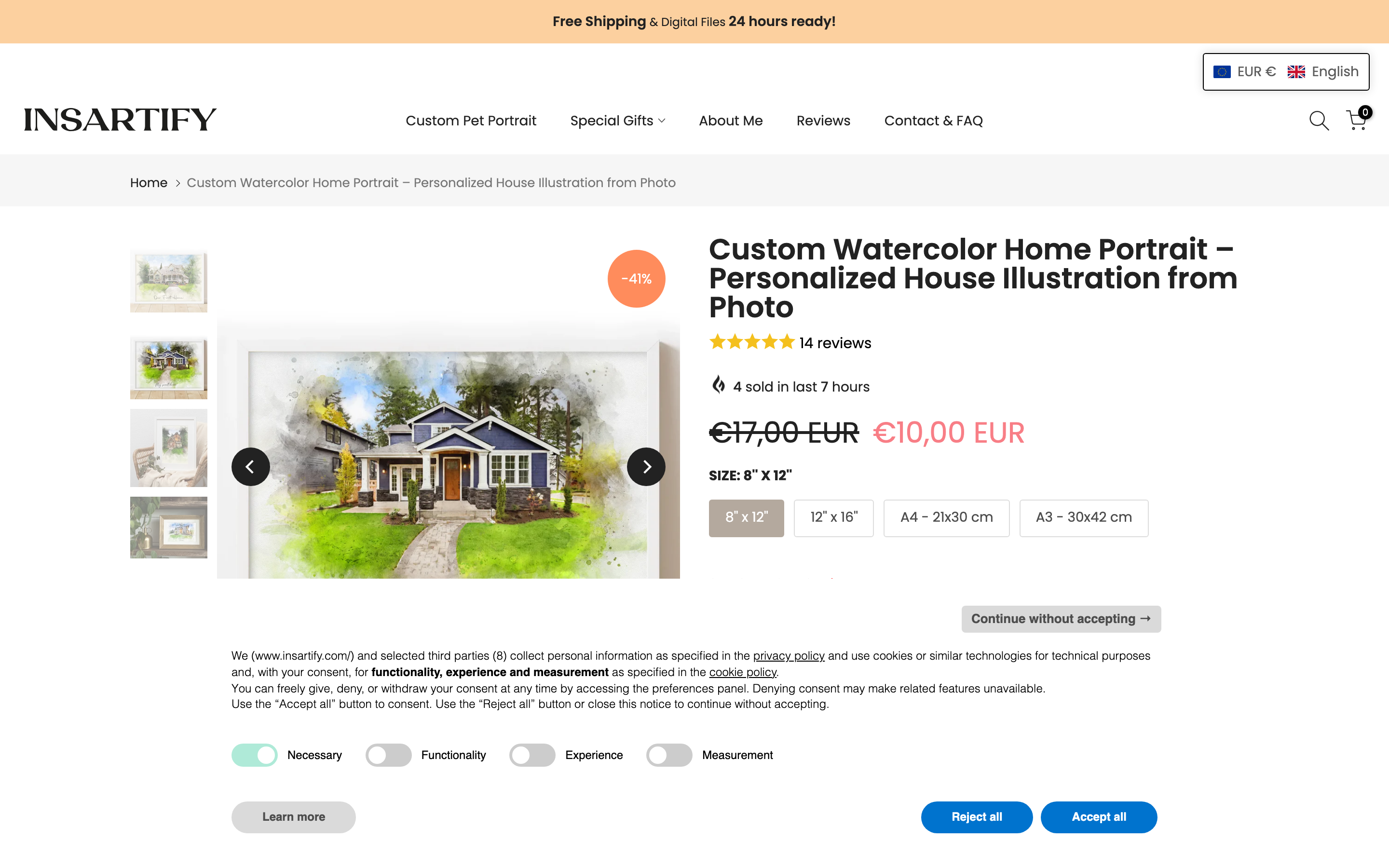 Insartify product page