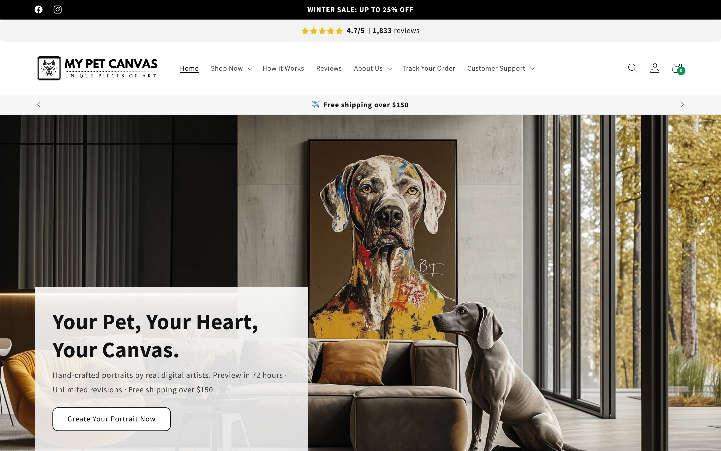 My Pet Canvas homepage