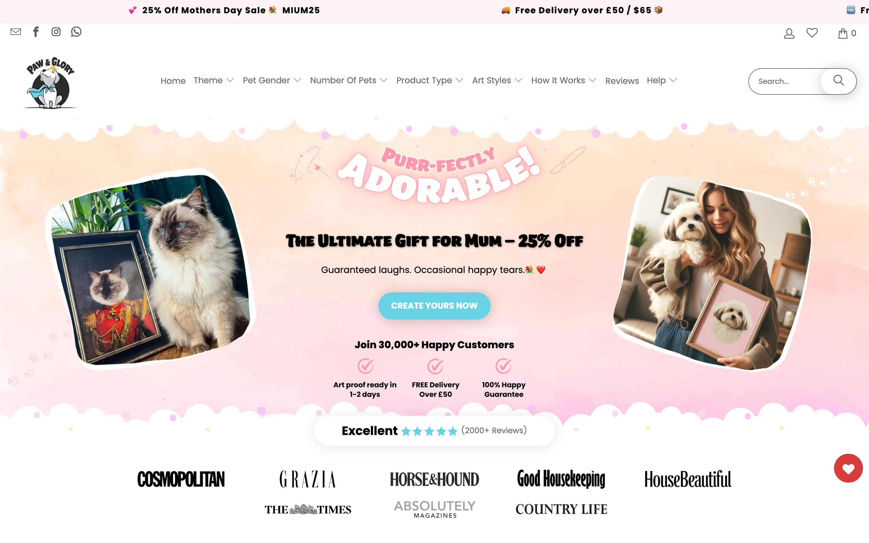 Paw & Glory homepage