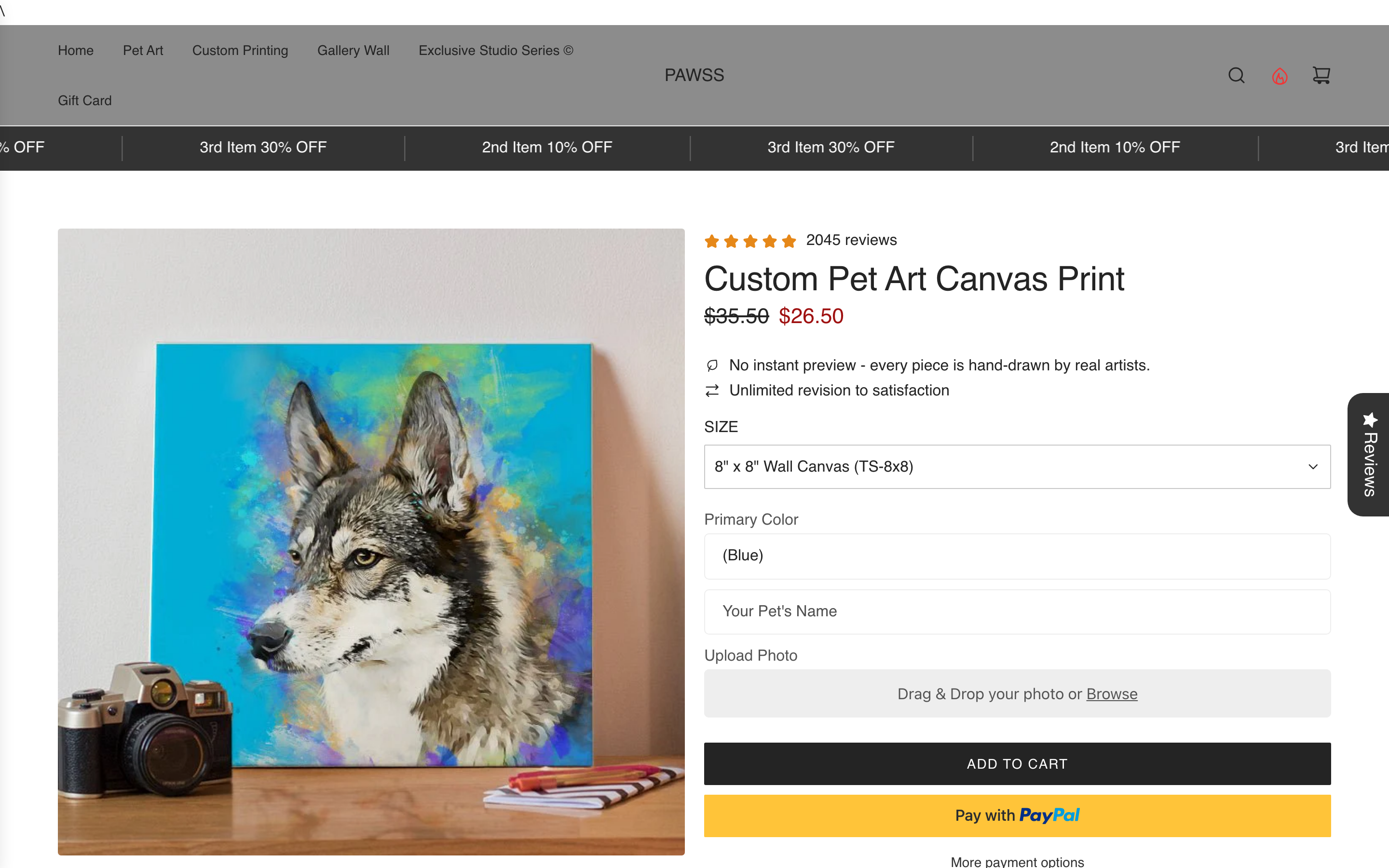 Pawss product page