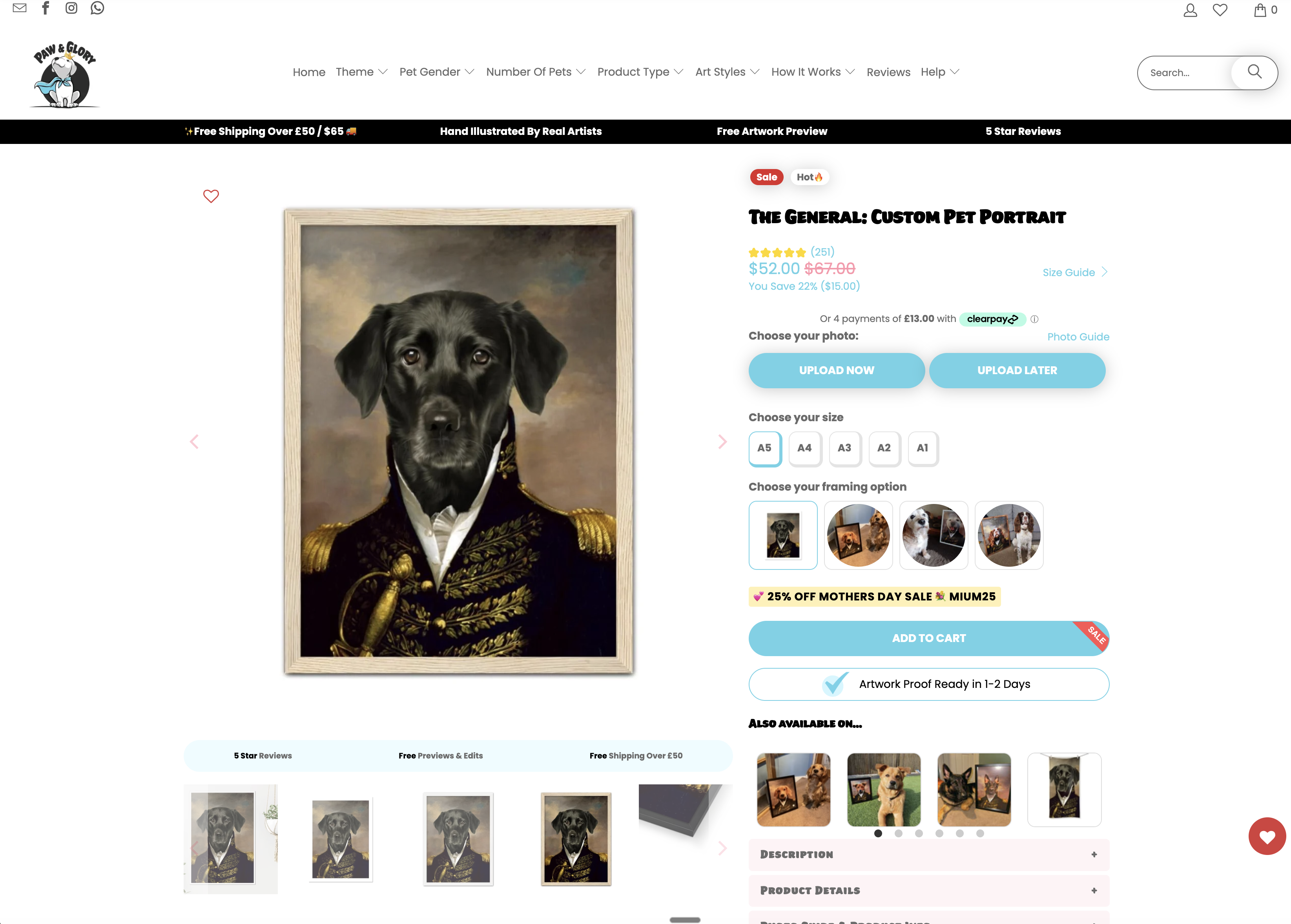 Paw & Glory product page