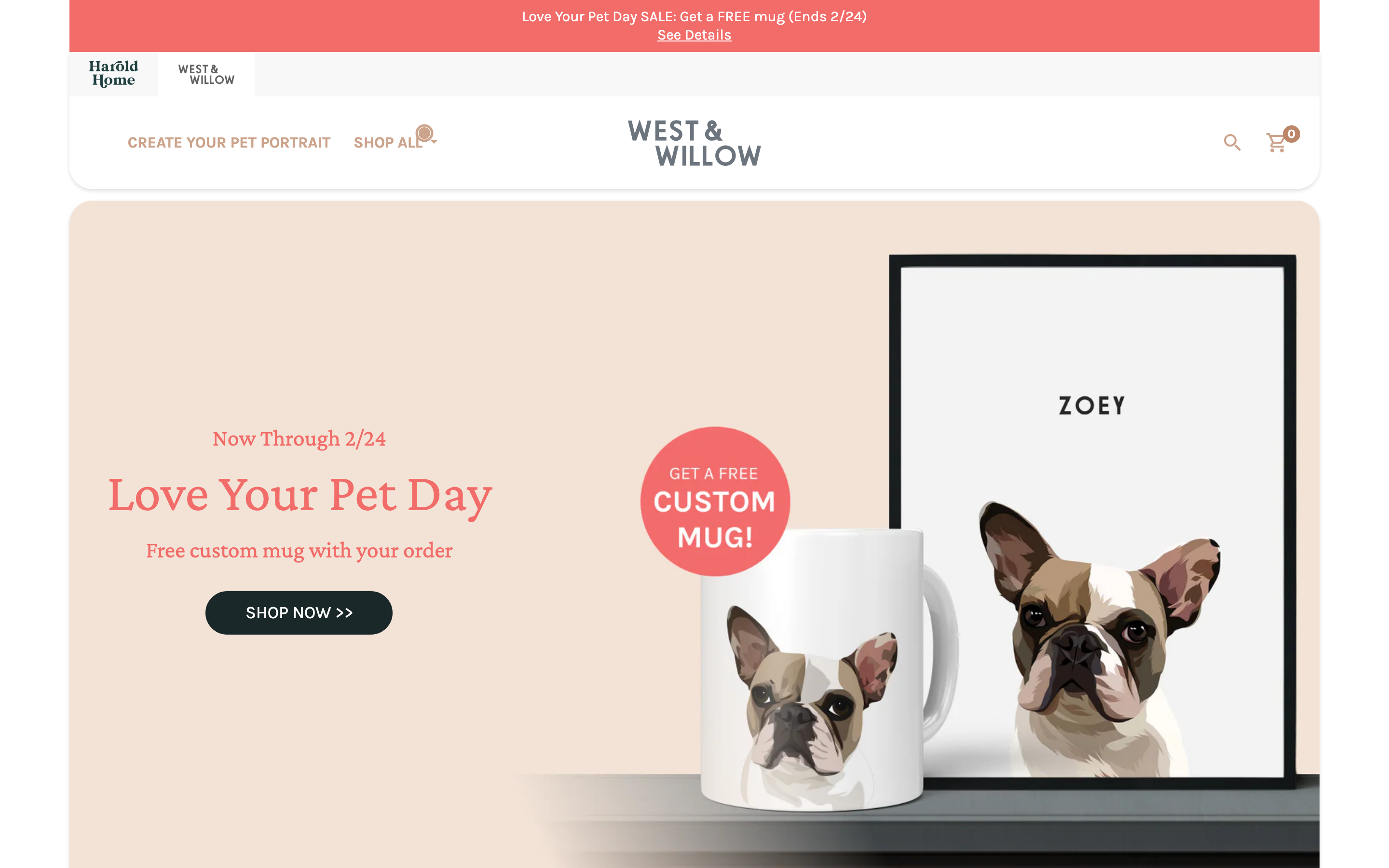 West & Willow homepage