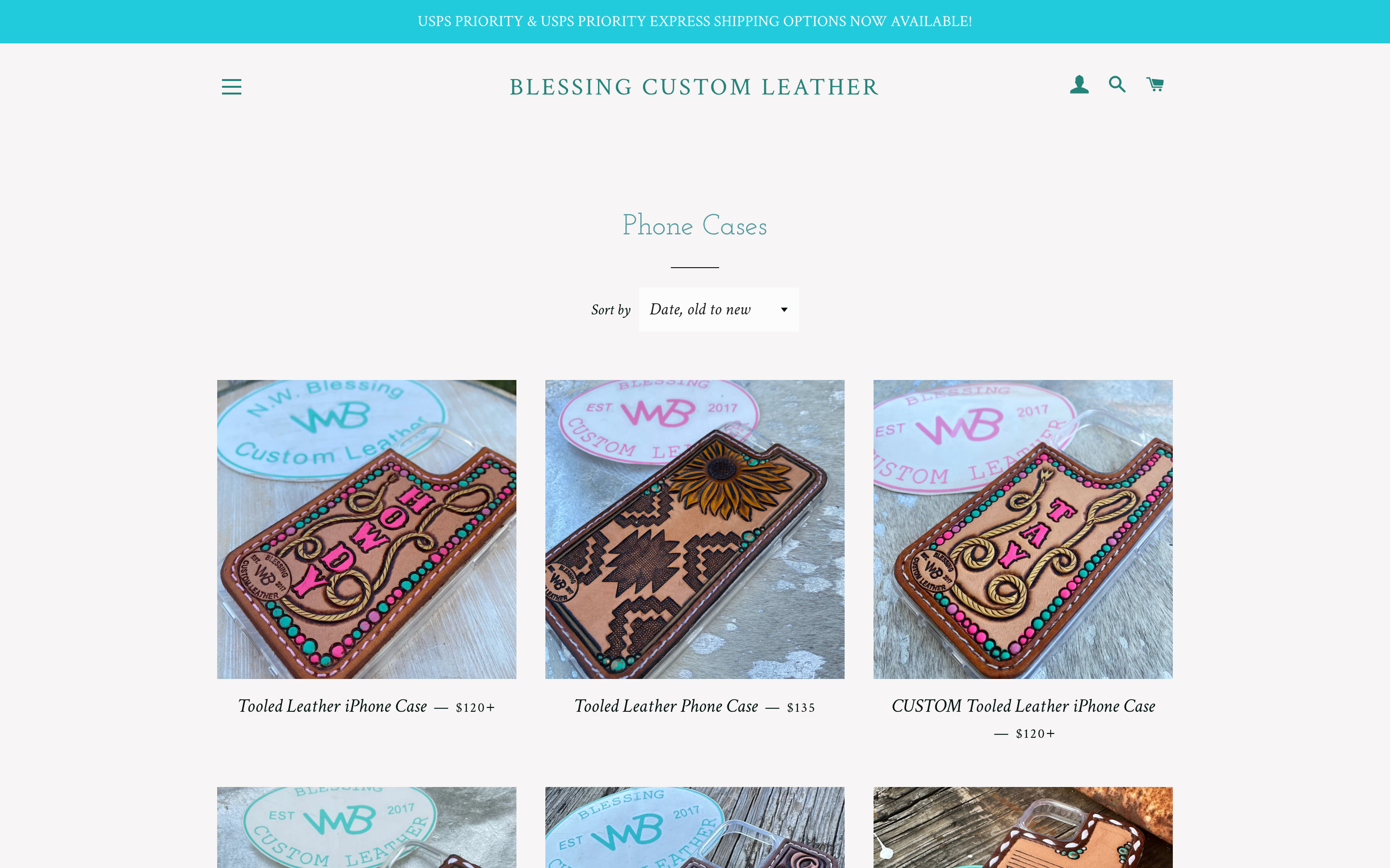 Phone Cases Blessingcustomleather Com_Product product page screenshot showing phone cases offerings