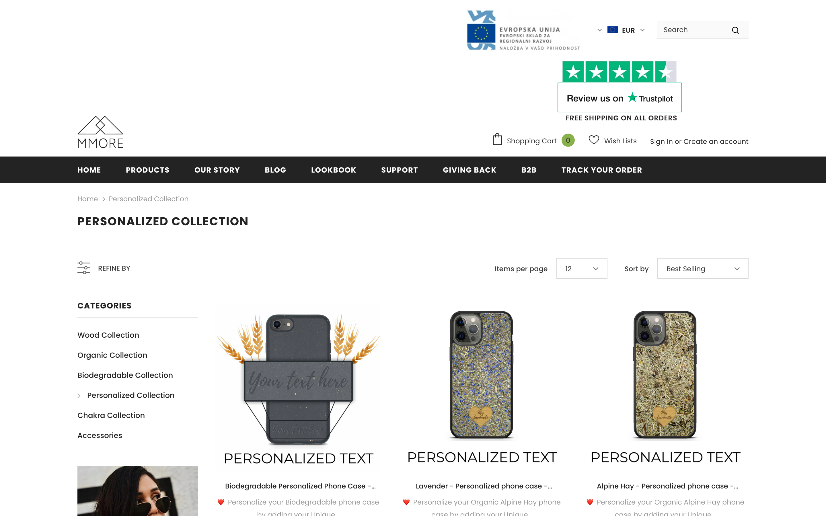 Phone Cases Mmore Net customizer screenshot showing phone cases offerings
