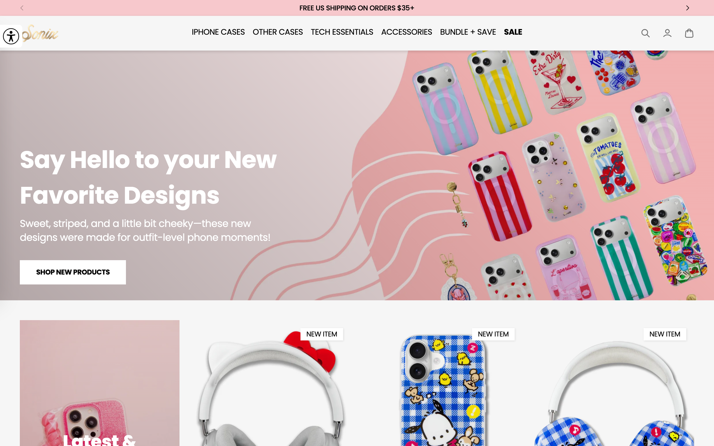Phone Cases Shopsonix Com homepage screenshot showing phone cases offerings