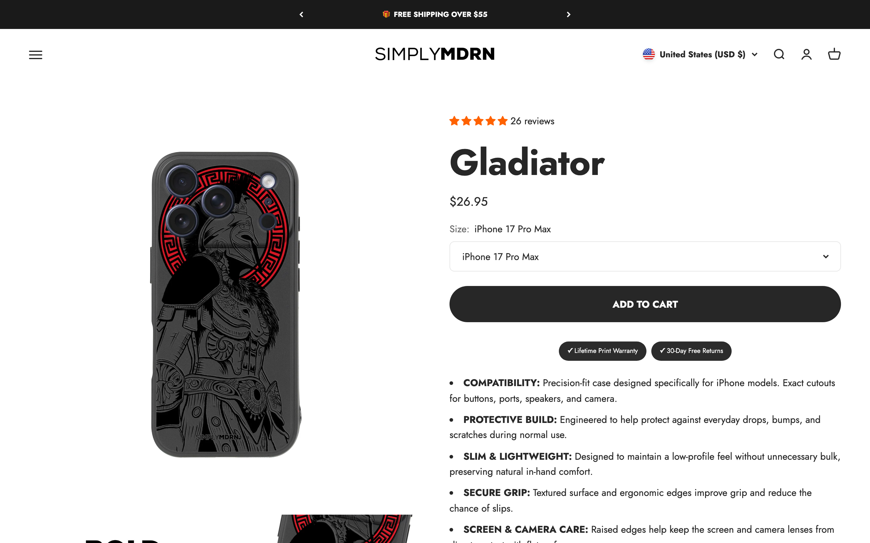 Phone Cases Simplymdrn Ca product page screenshot showing phone cases offerings