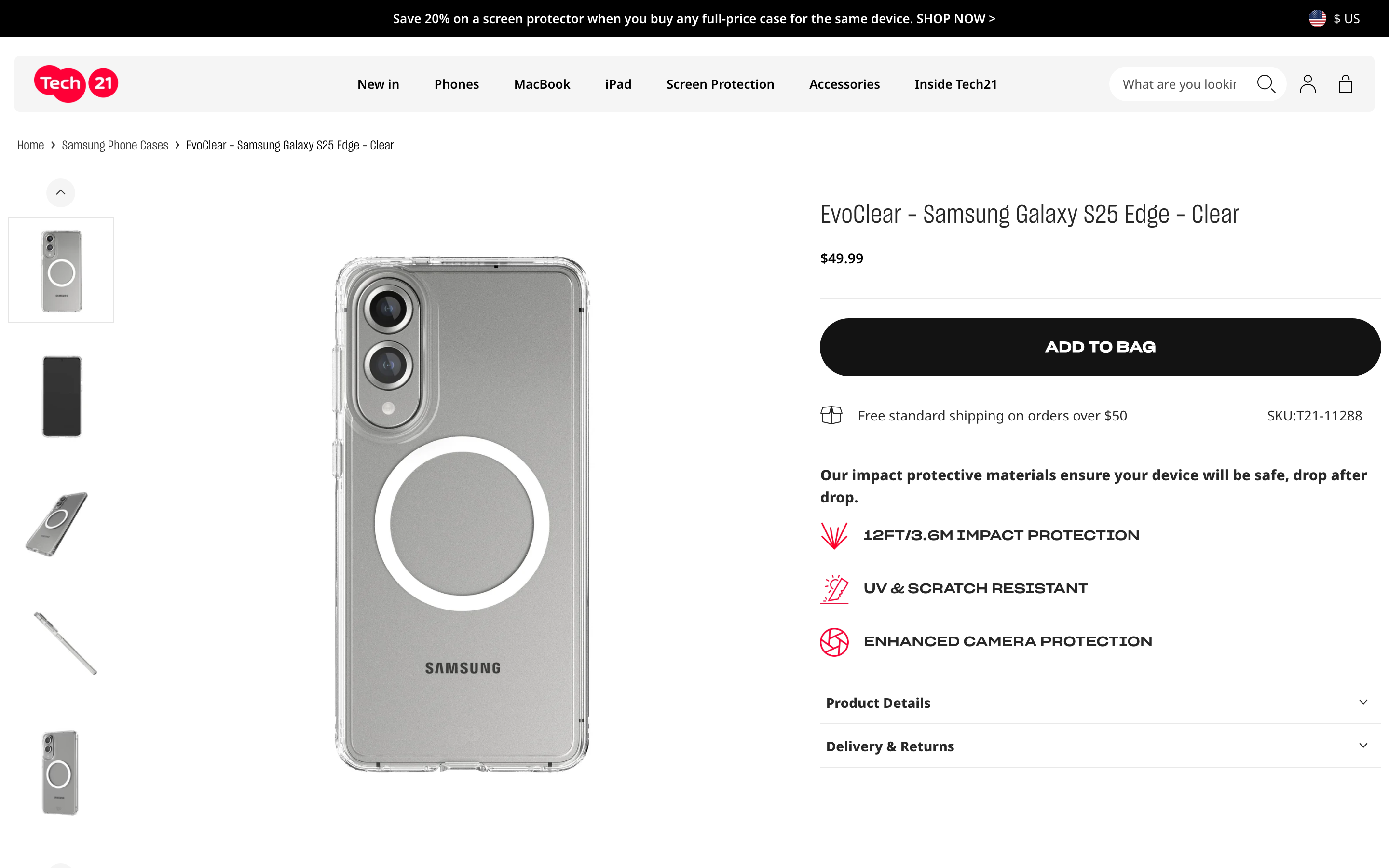 Phone Cases Tech21 Com product page screenshot showing phone cases offerings