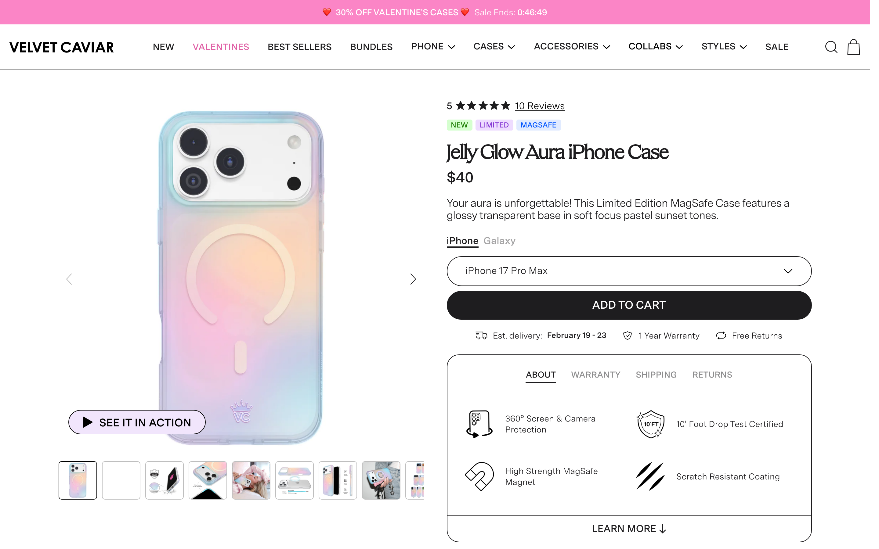 Phone Cases Velvetcaviar Com product page screenshot showing phone cases offerings