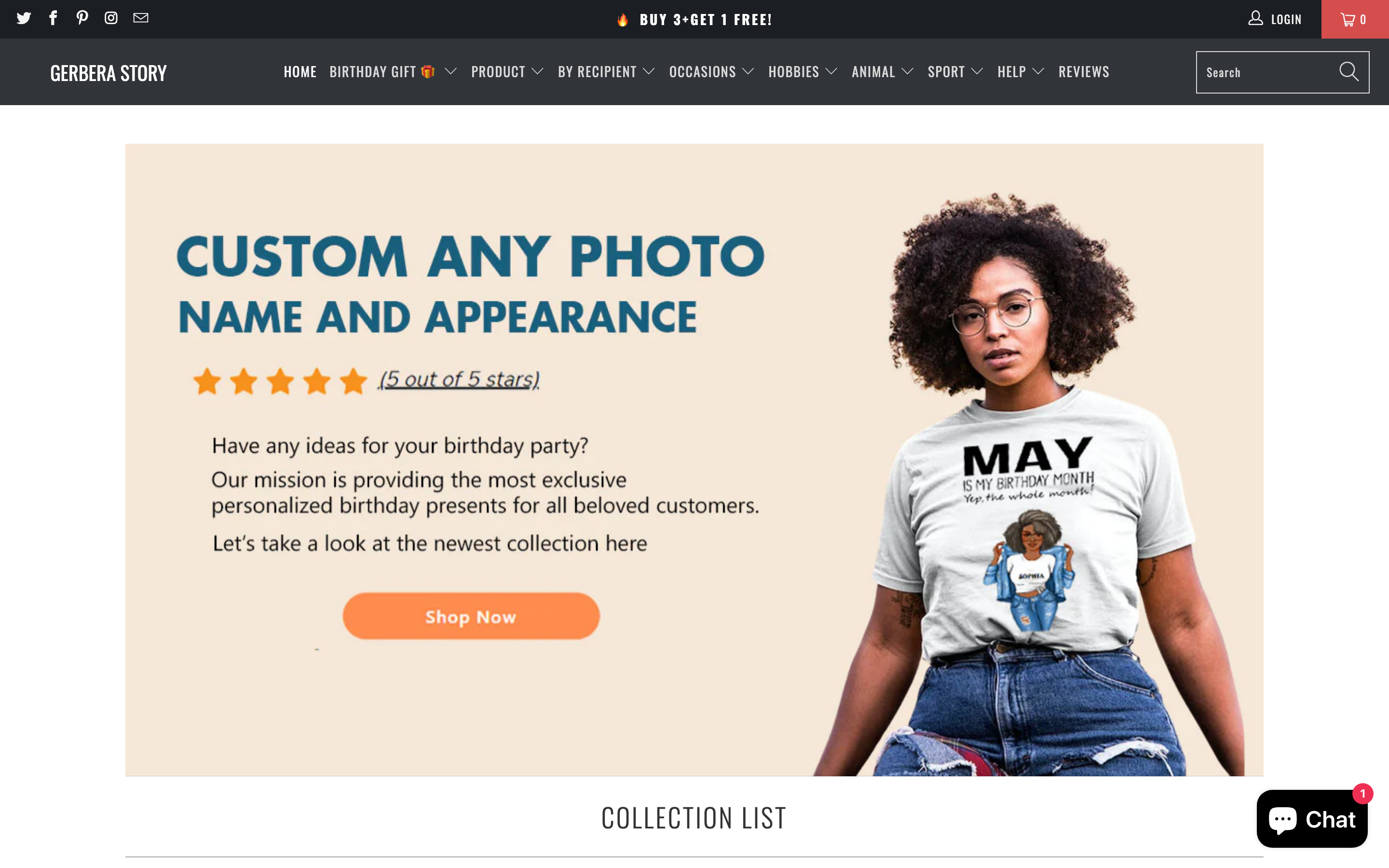 Photo Products gerberastory.com homepage screenshot