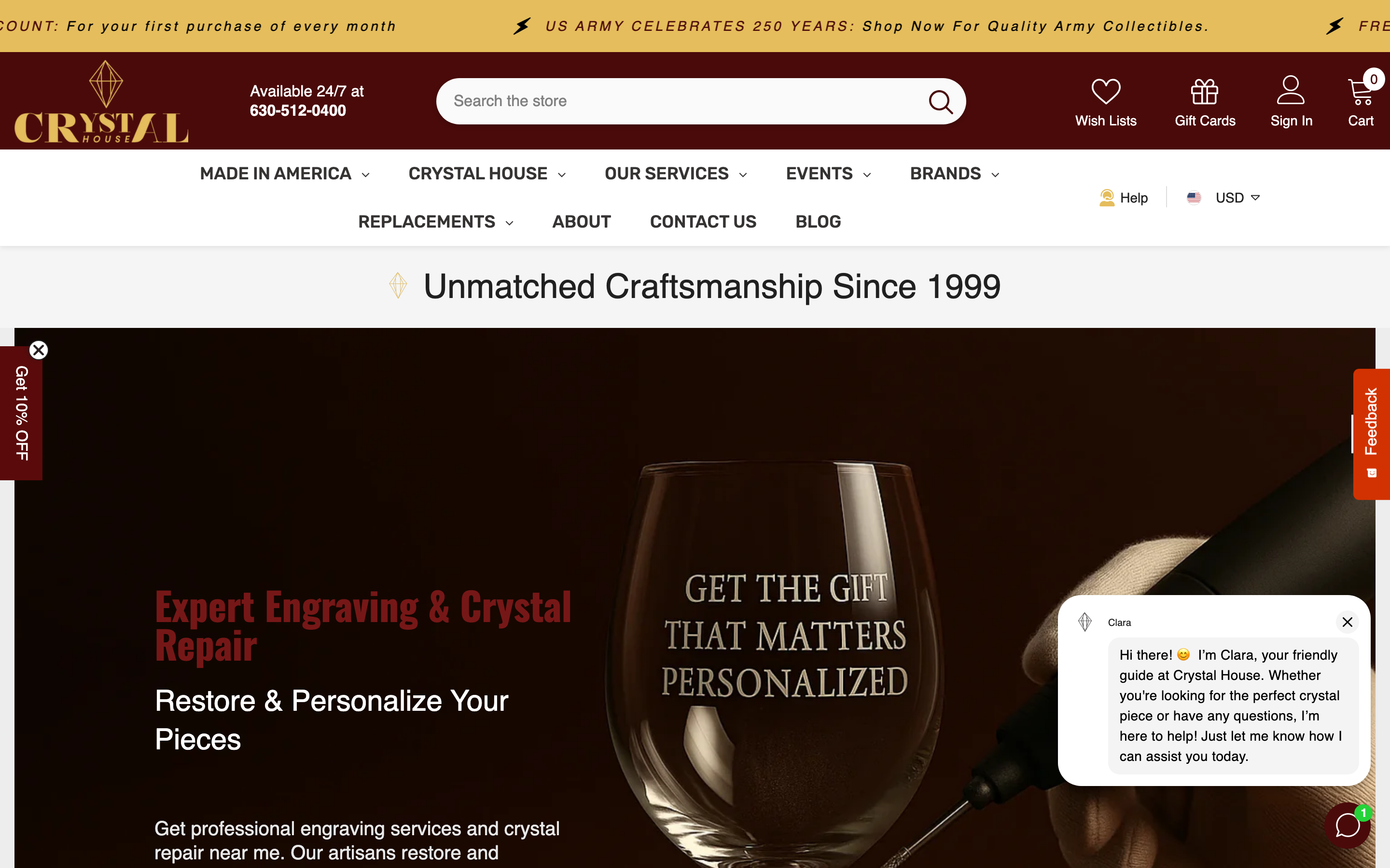 Plaques crystalhouse.us homepage screenshot