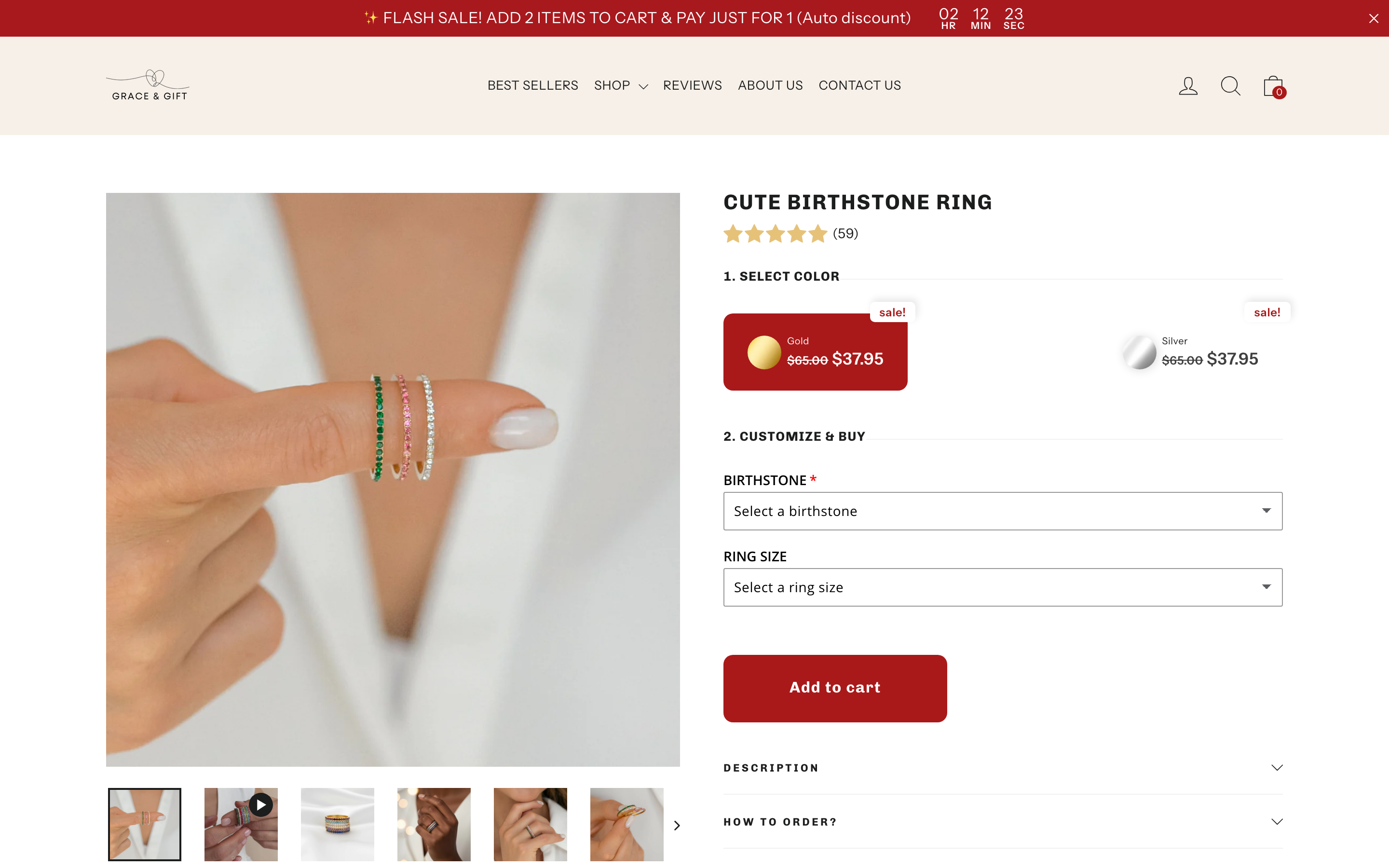 Ring  Graceandgift.Com product page screenshot showing rings offerings