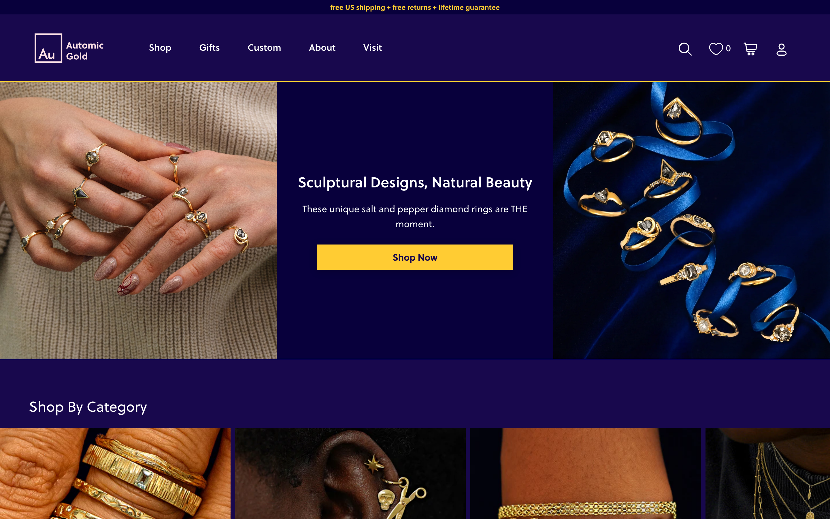 Rings  Automicgold Com homepage screenshot showing rings offerings