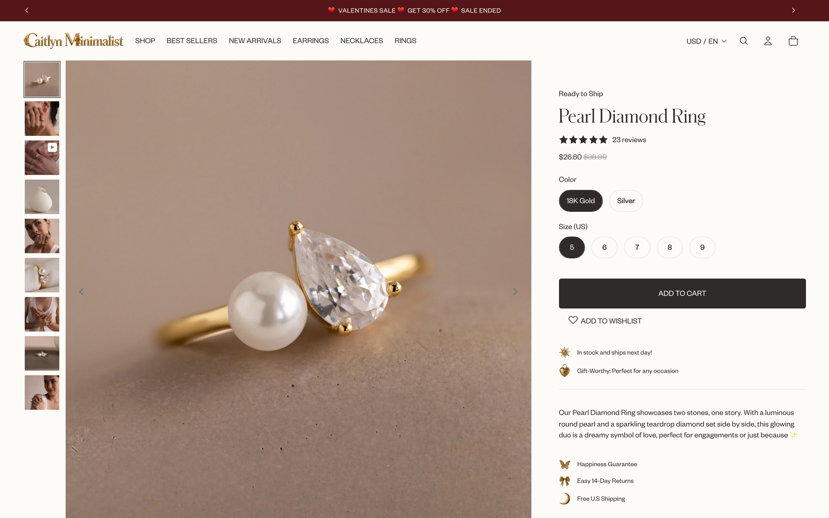 Rings  Caitlynminimalist Com product page screenshot showing rings offerings