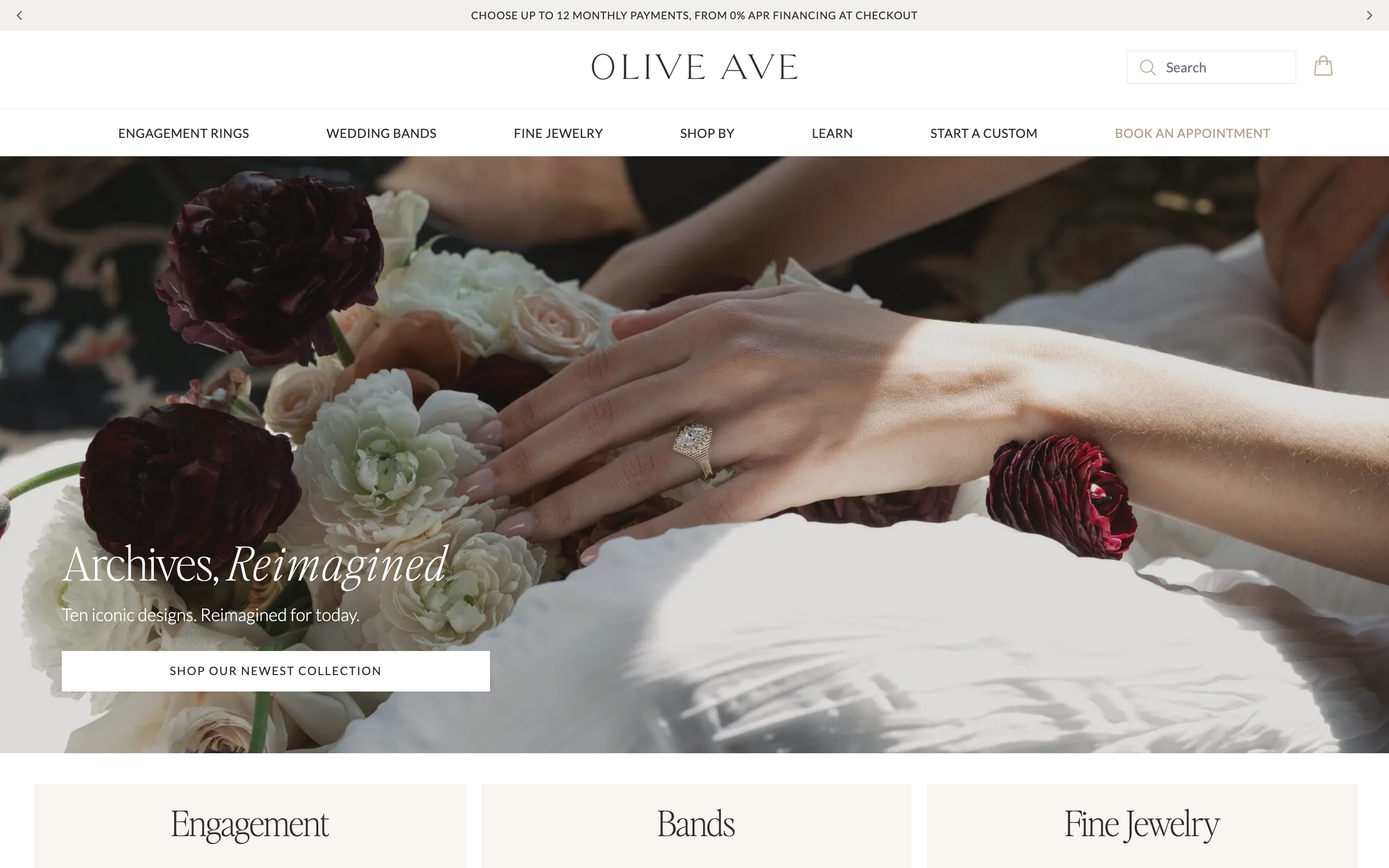 Rings  Oliveave Com homepage screenshot showing rings offerings