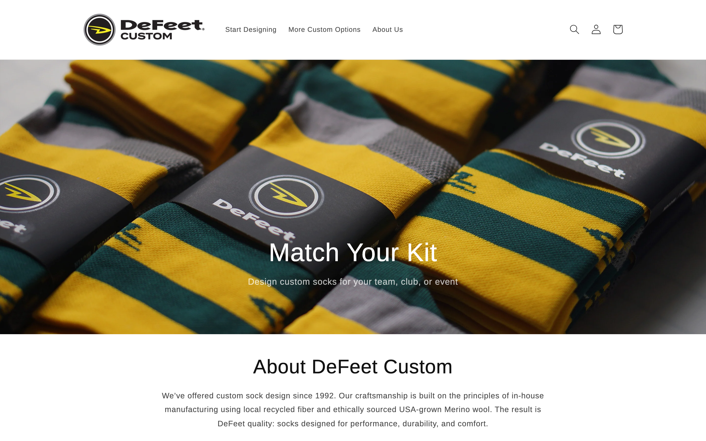 Socks  Defeet customizer screenshot showing socks offerings