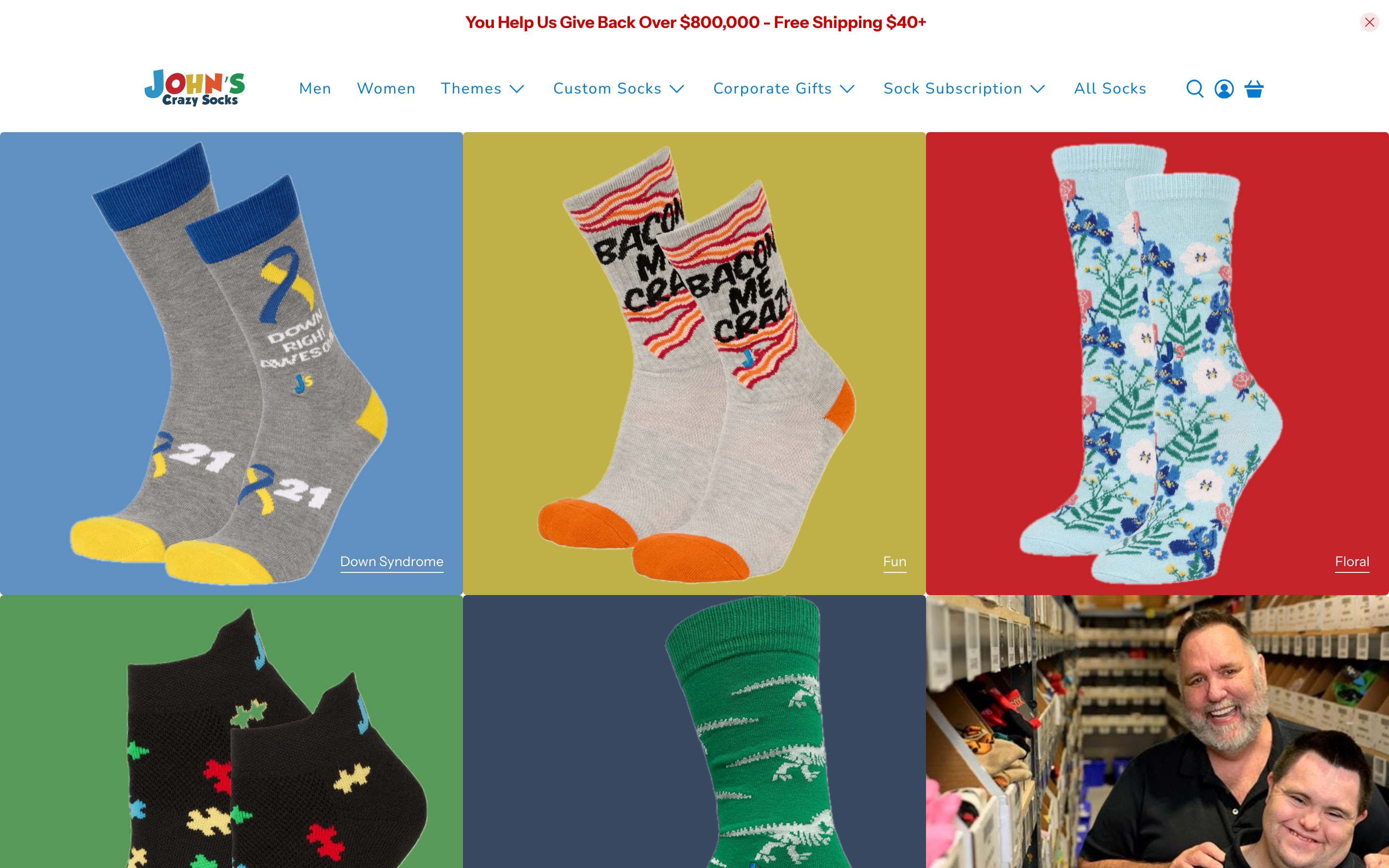 Socks  John S Crazy Socks page screenshot showing socks offerings