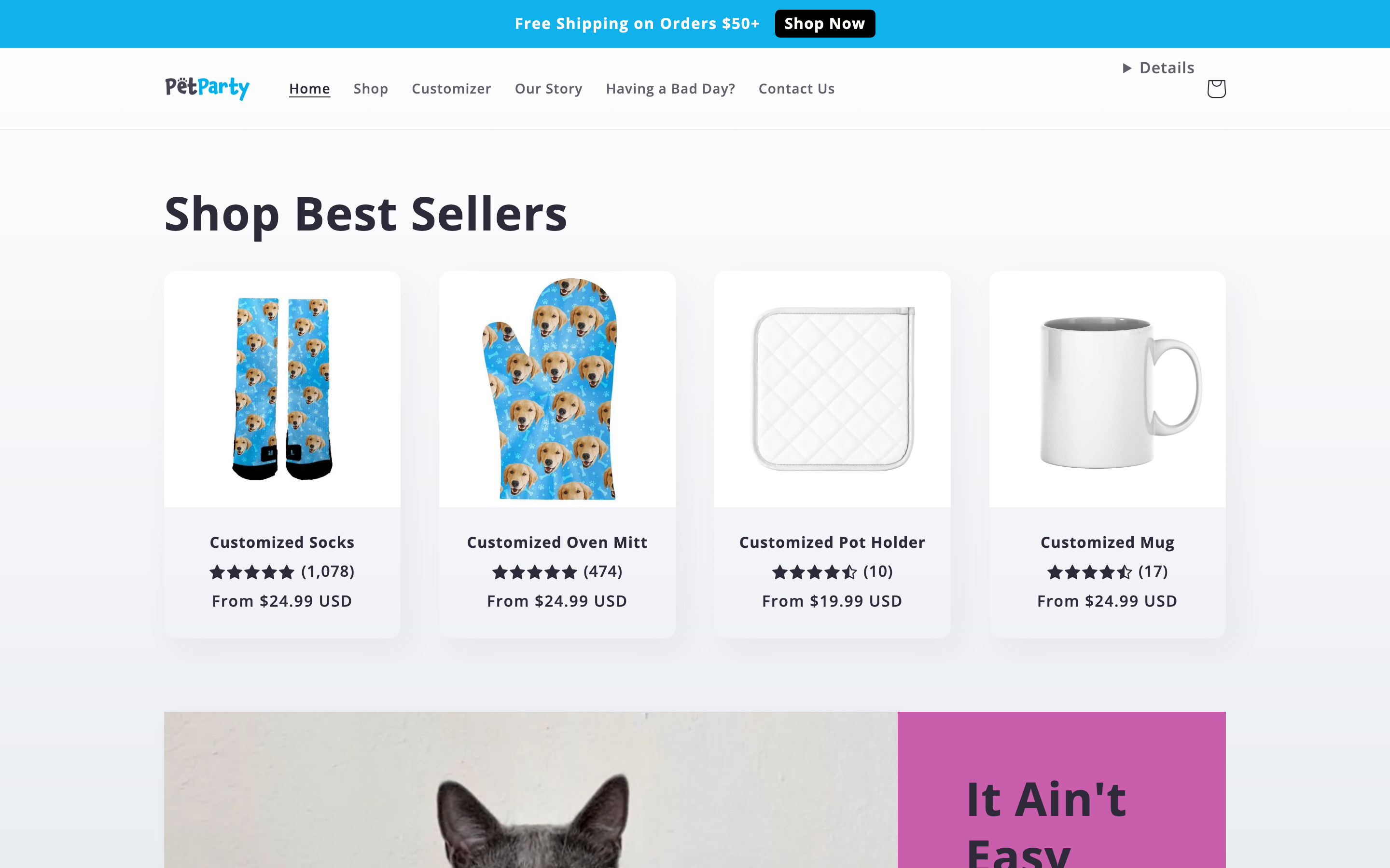 Socks  Petparty.Co page screenshot showing socks offerings