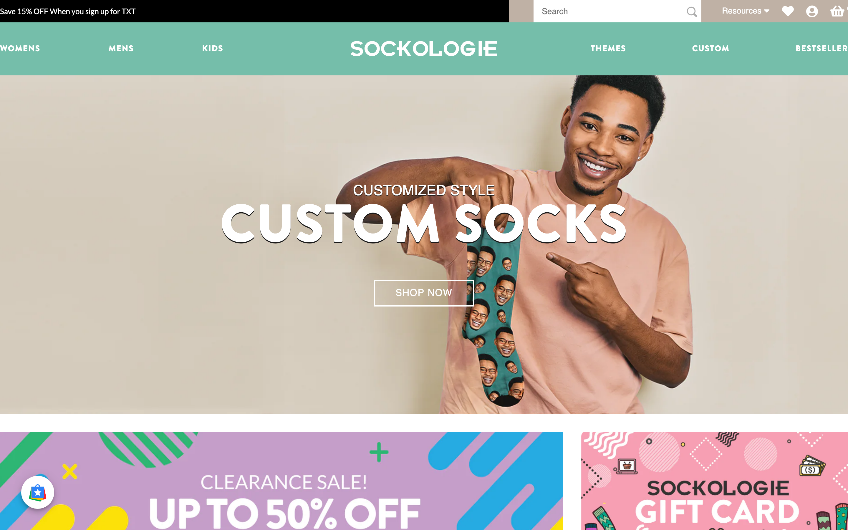 Socks  Sockologie.Com page screenshot showing socks offerings