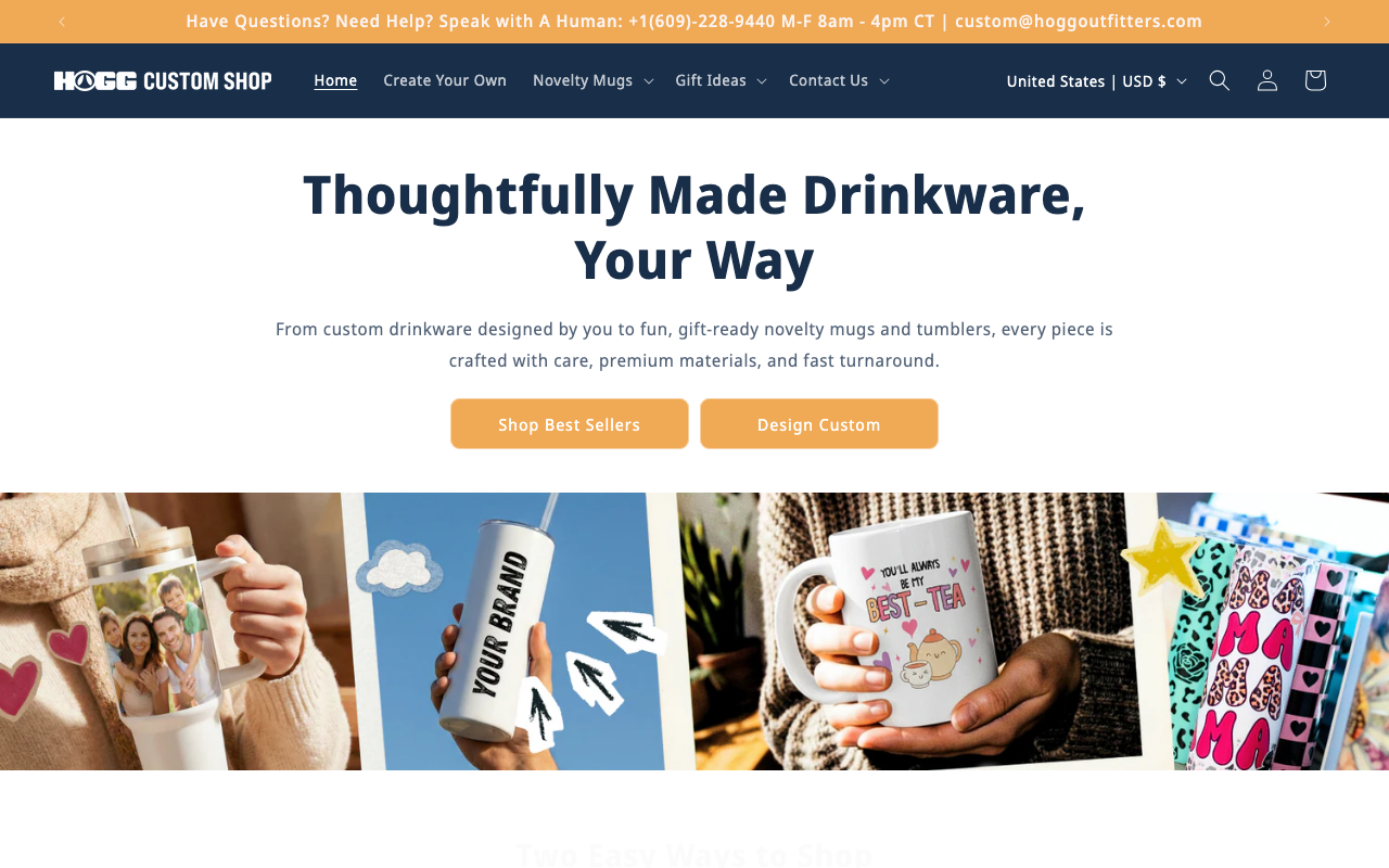 Hogg Custom Shop Shopify store homepage screenshot